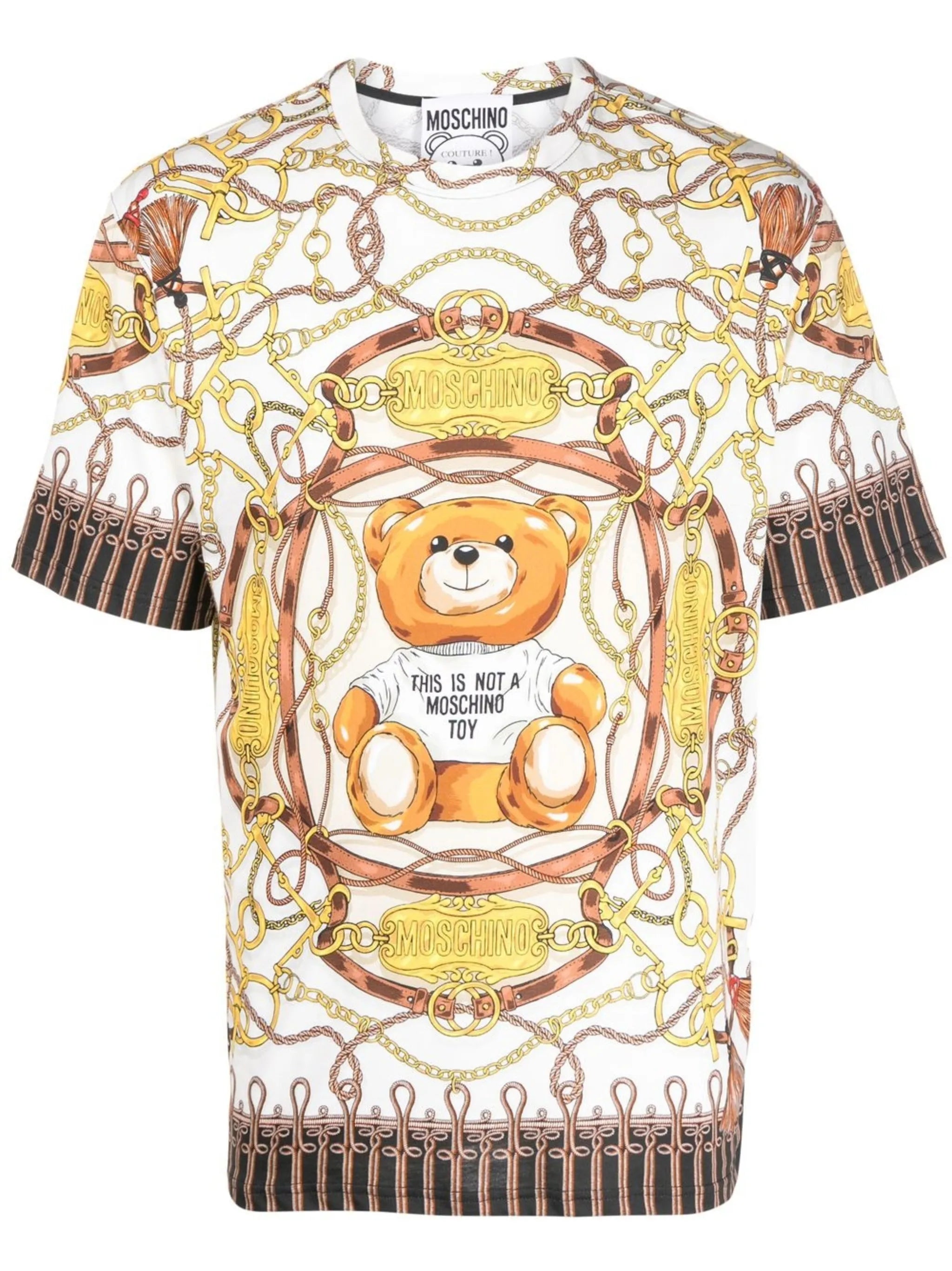 chain-link print short-sleeve T-shirt