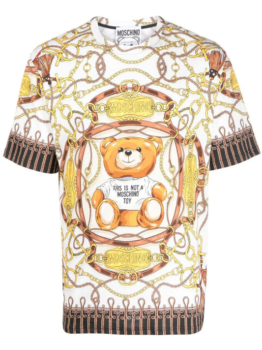 chain-link print short-sleeve T-shirt