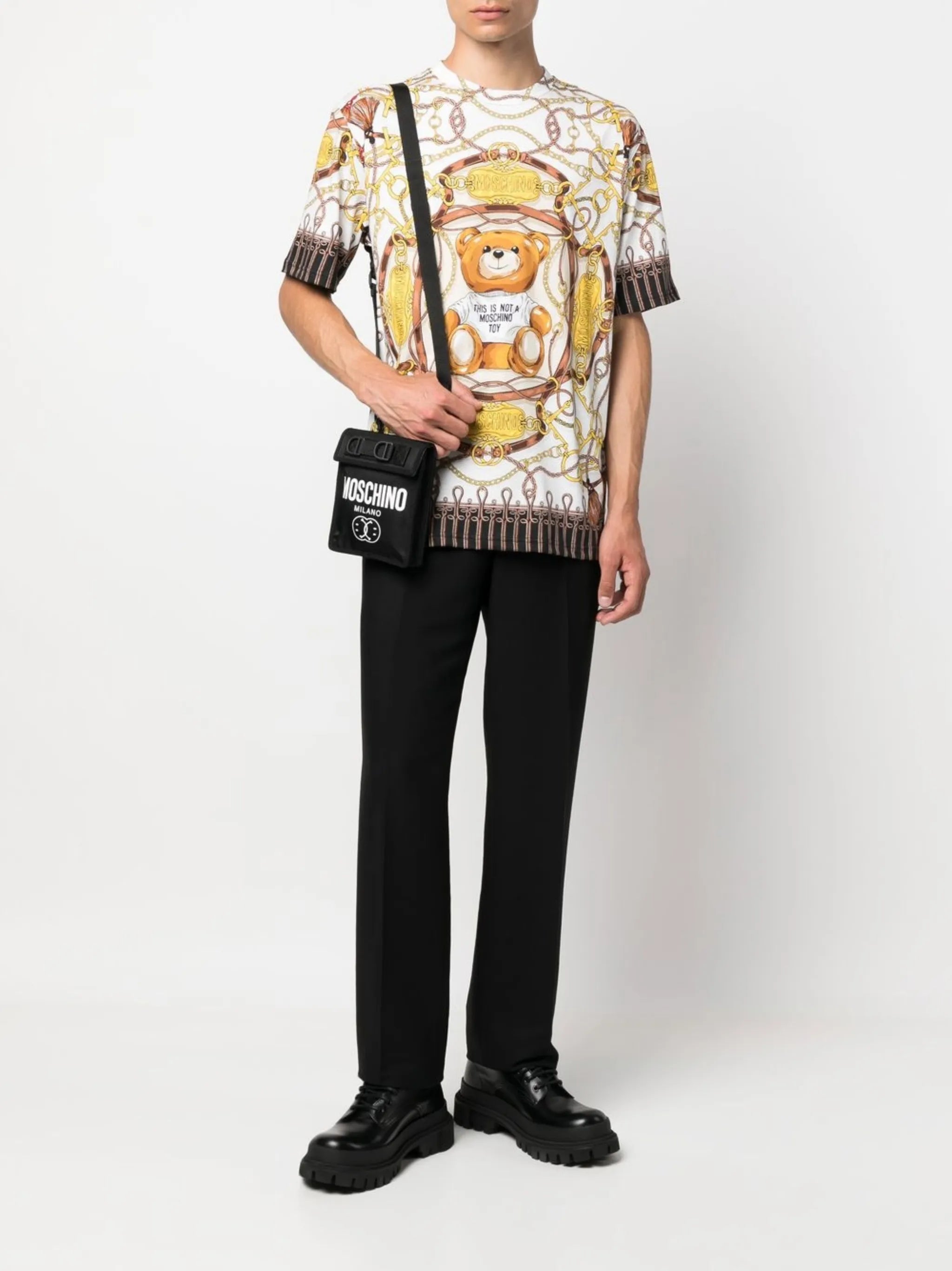 chain-link print short-sleeve T-shirt