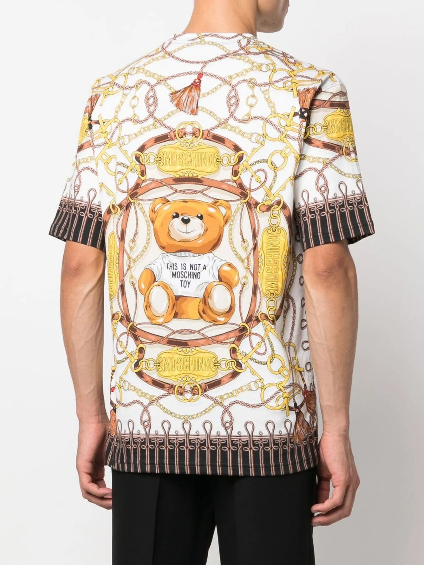 chain-link print short-sleeve T-shirt