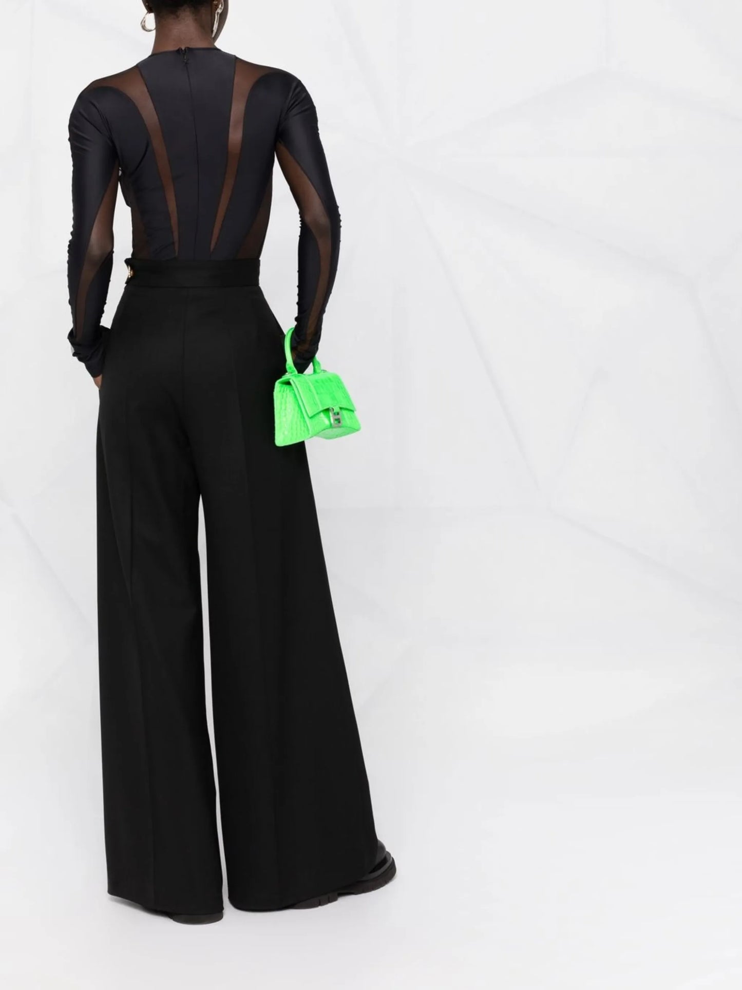 logo-plaque sheer panelled bodysuit