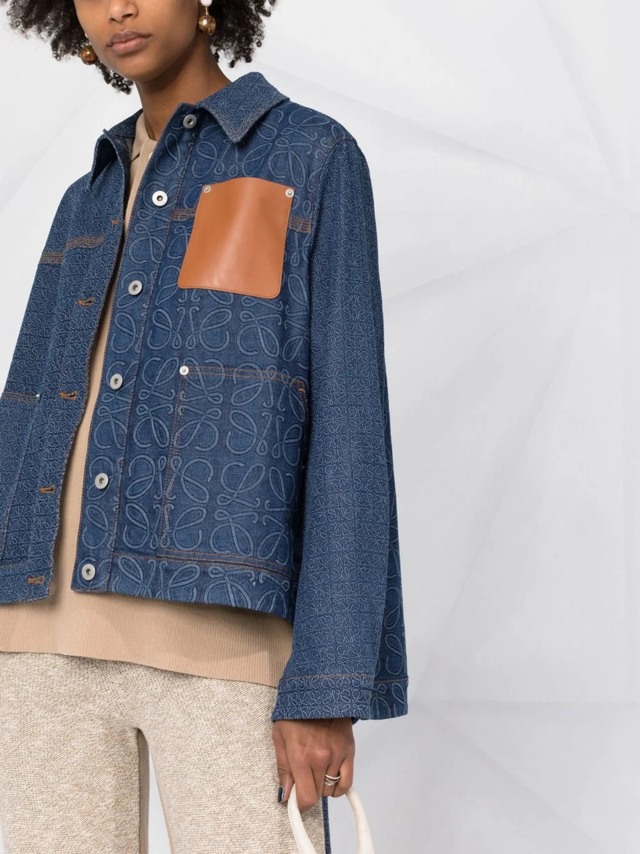 Anagram jacquard denim jacket