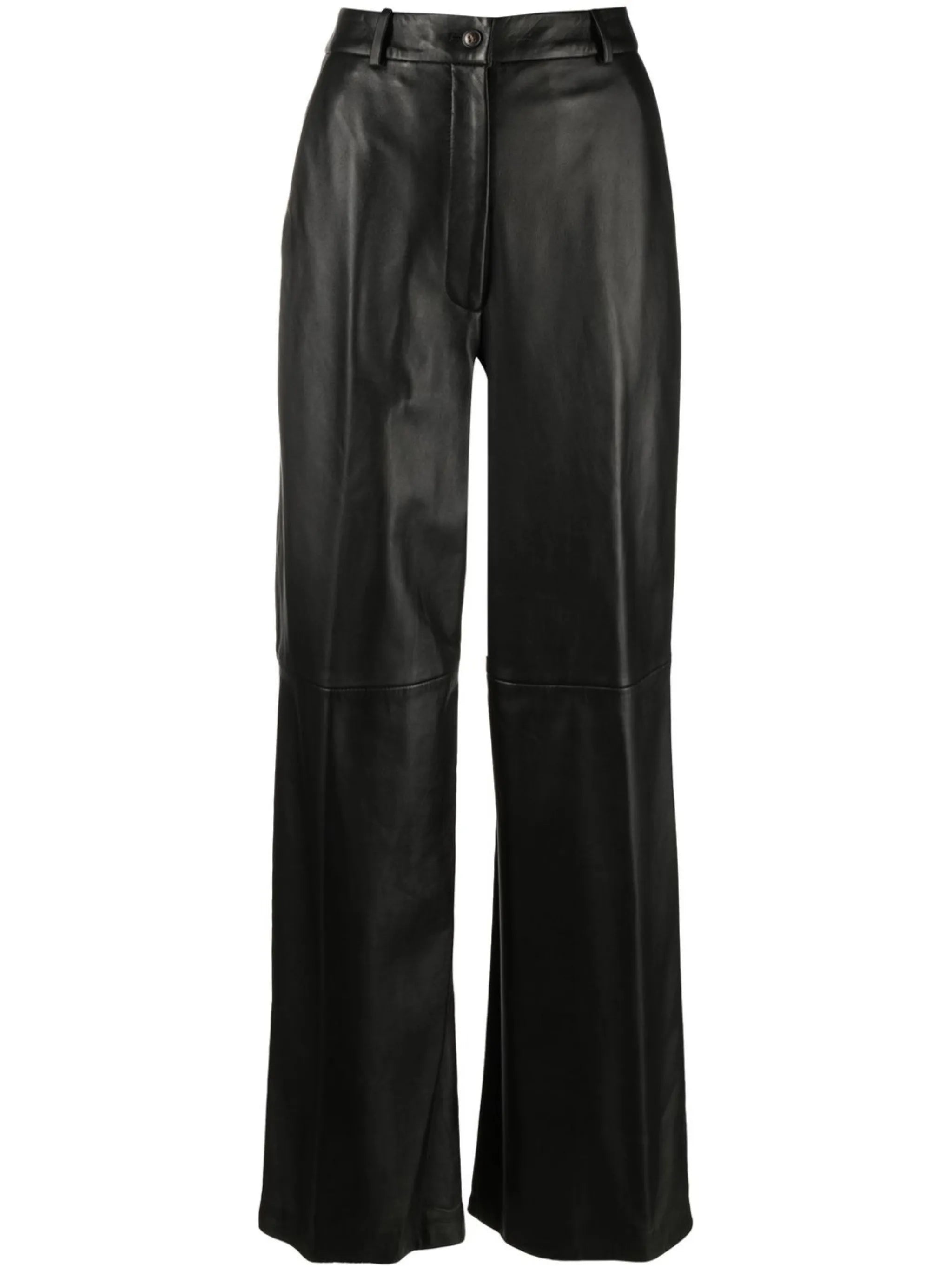 straight leather trousers