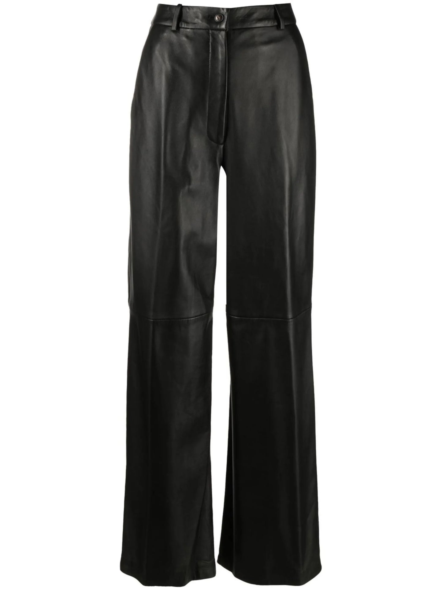 straight leather trousers