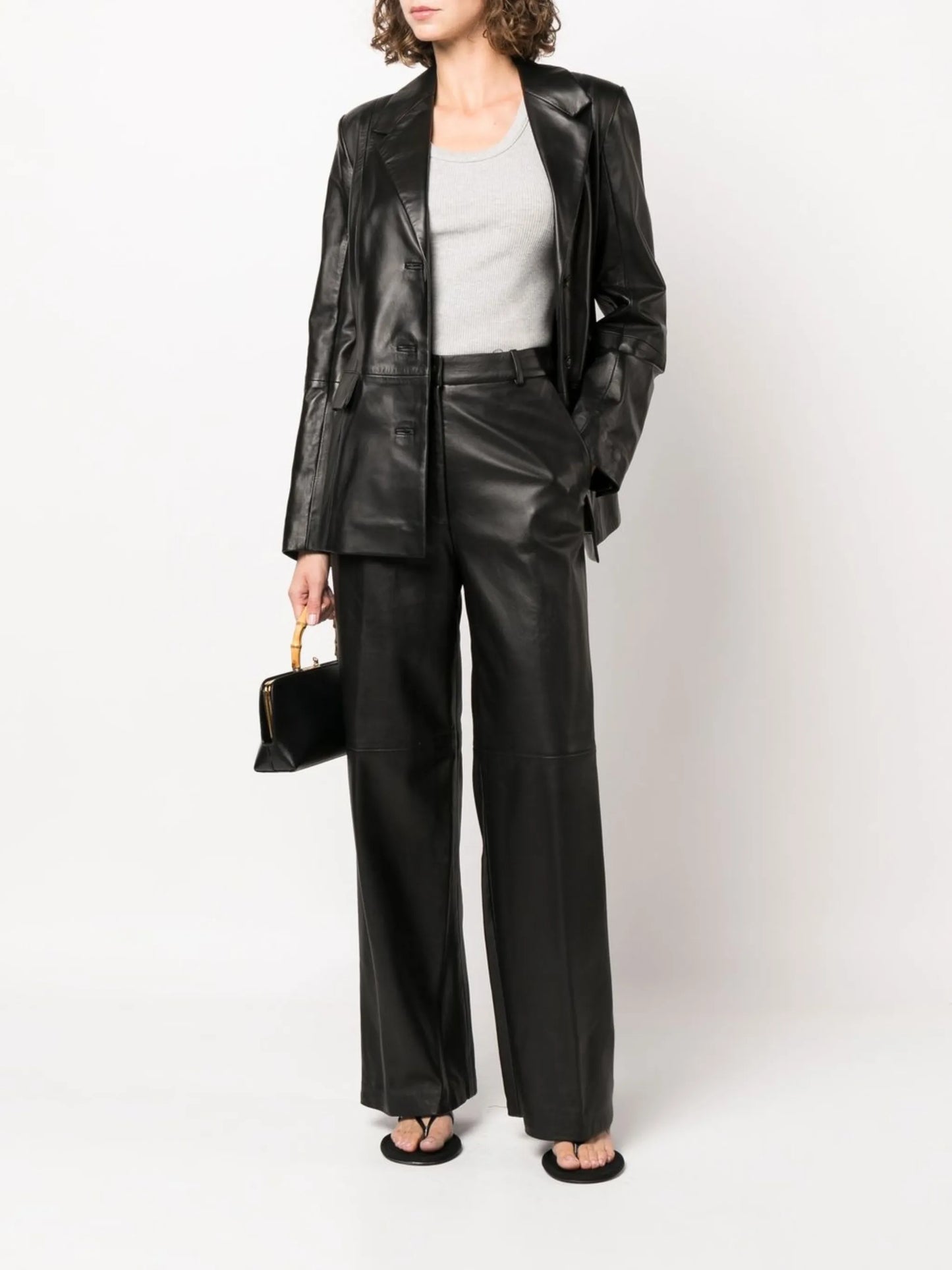 straight leather trousers