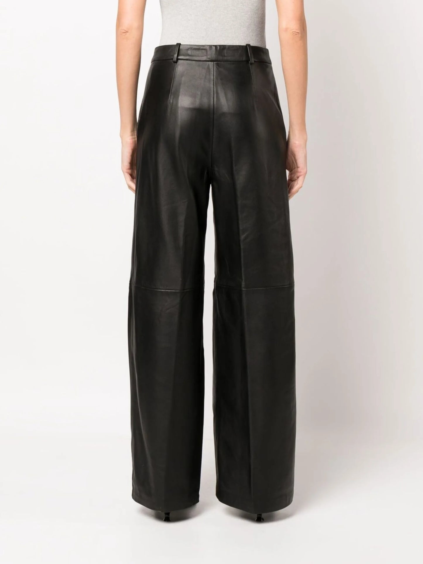 straight leather trousers
