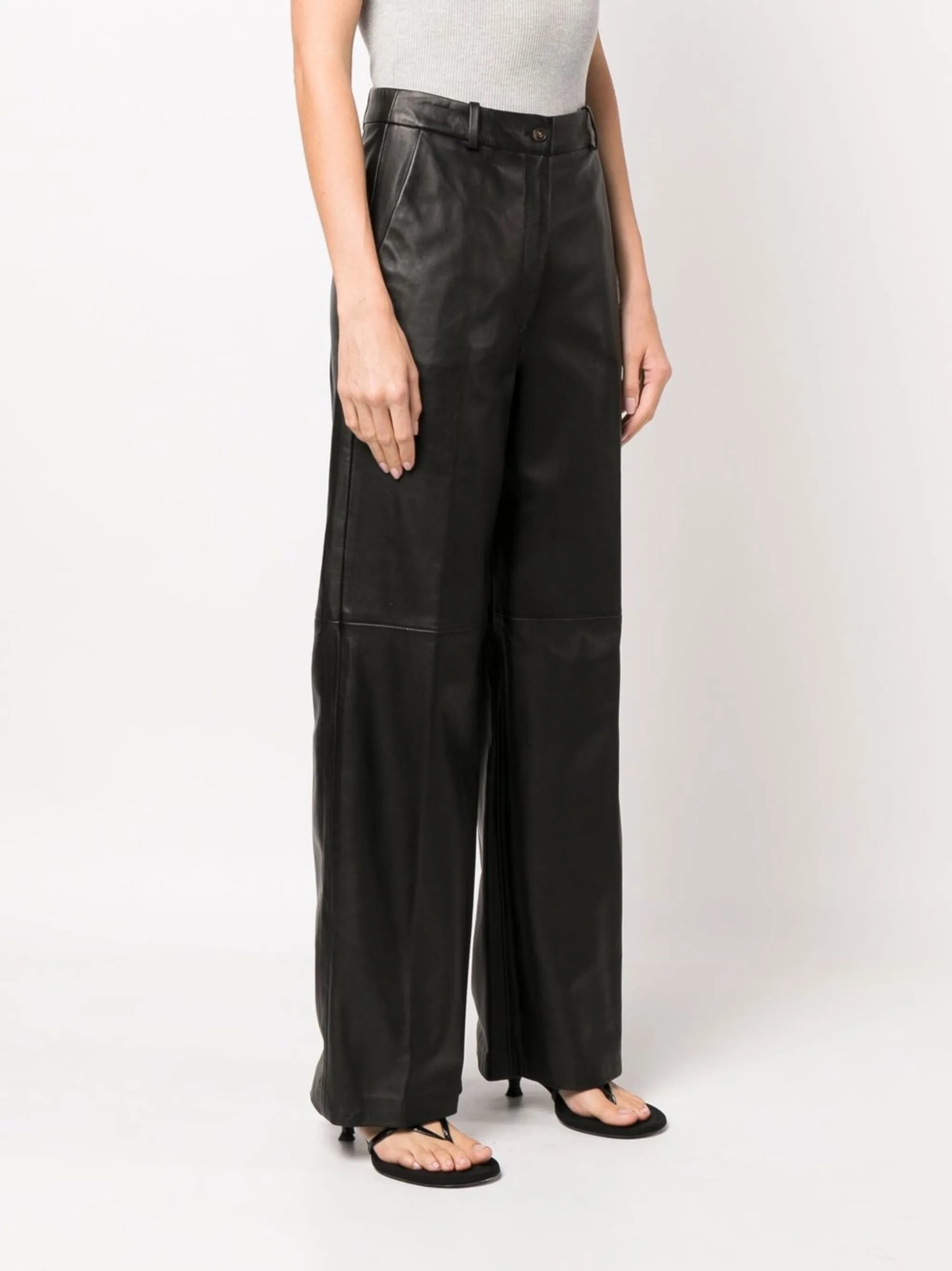 straight leather trousers