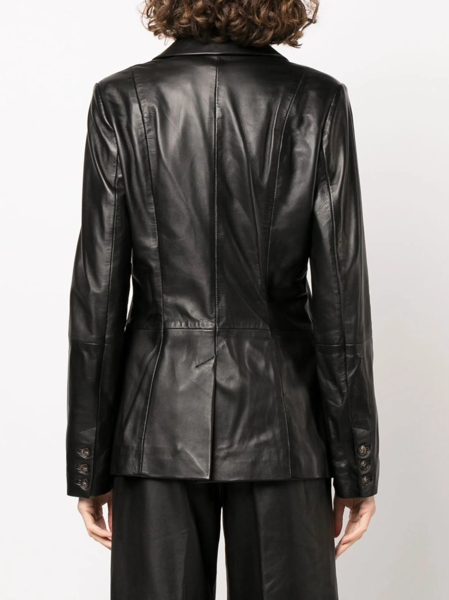 single-breasted leather blazer