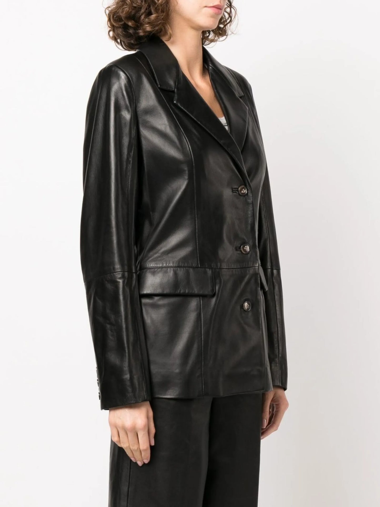 single-breasted leather blazer