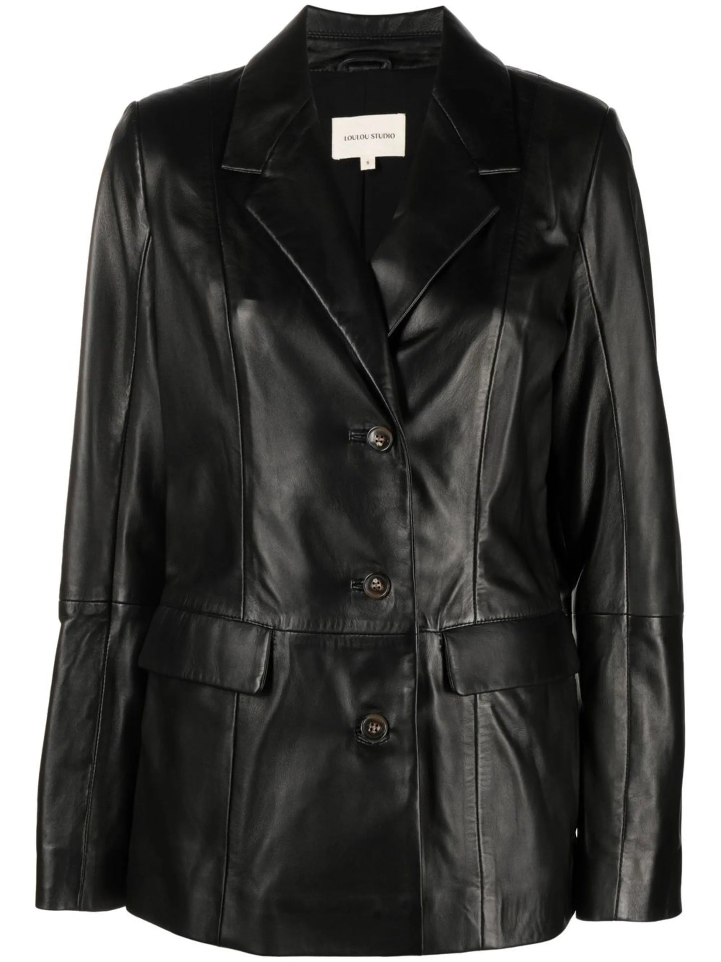 single-breasted leather blazer