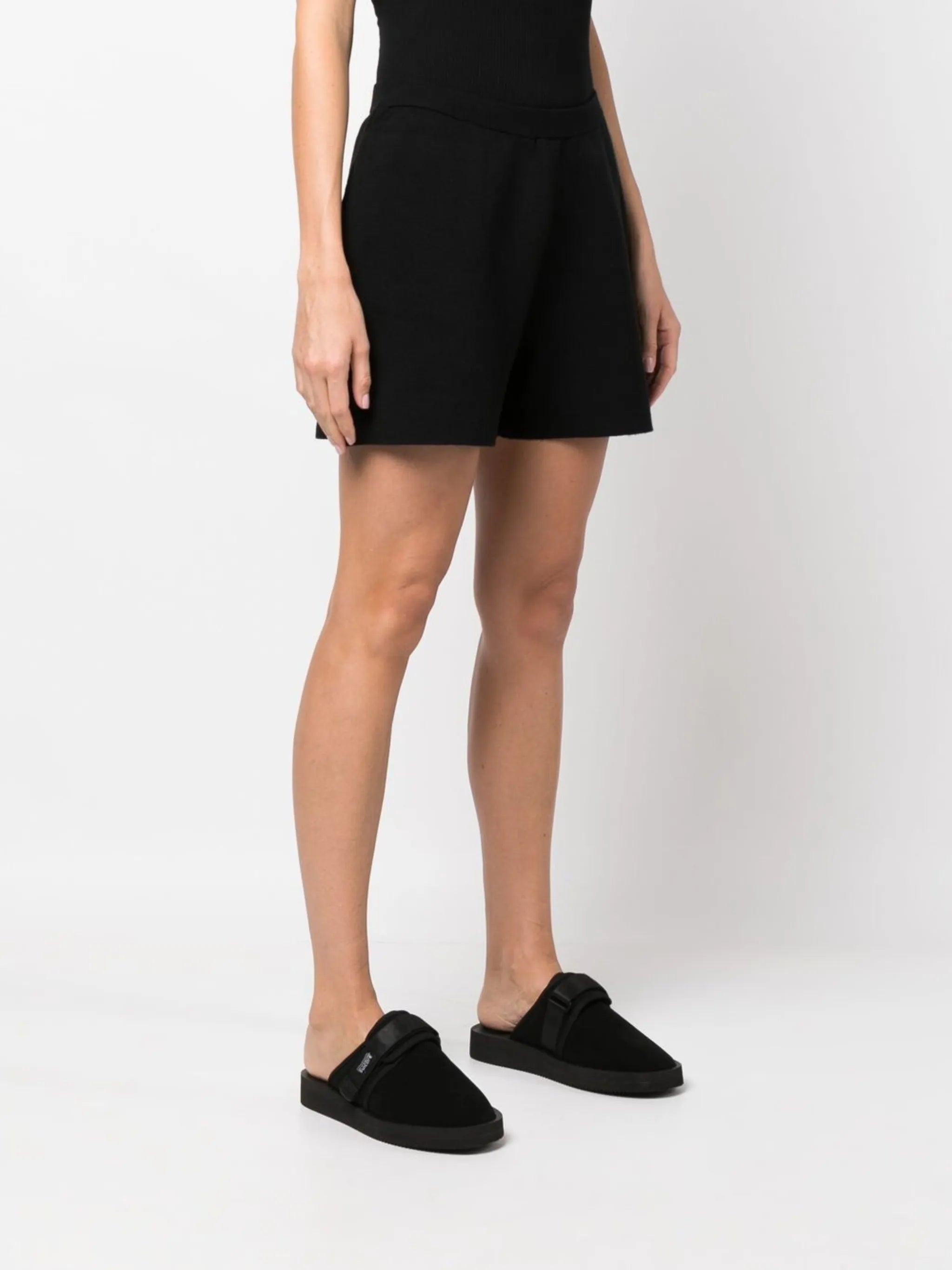 high-waist knit shorts