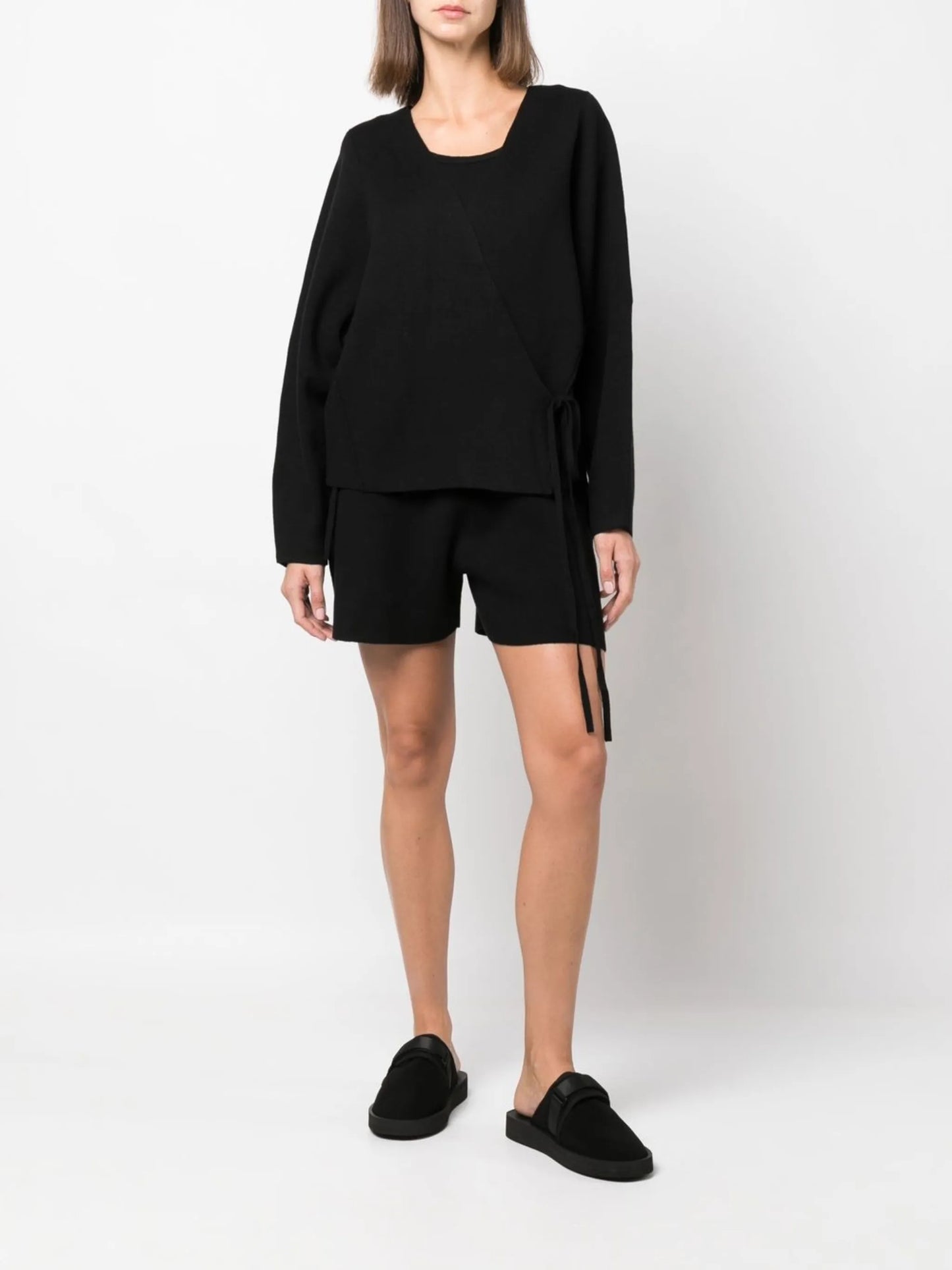 high-waist knit shorts