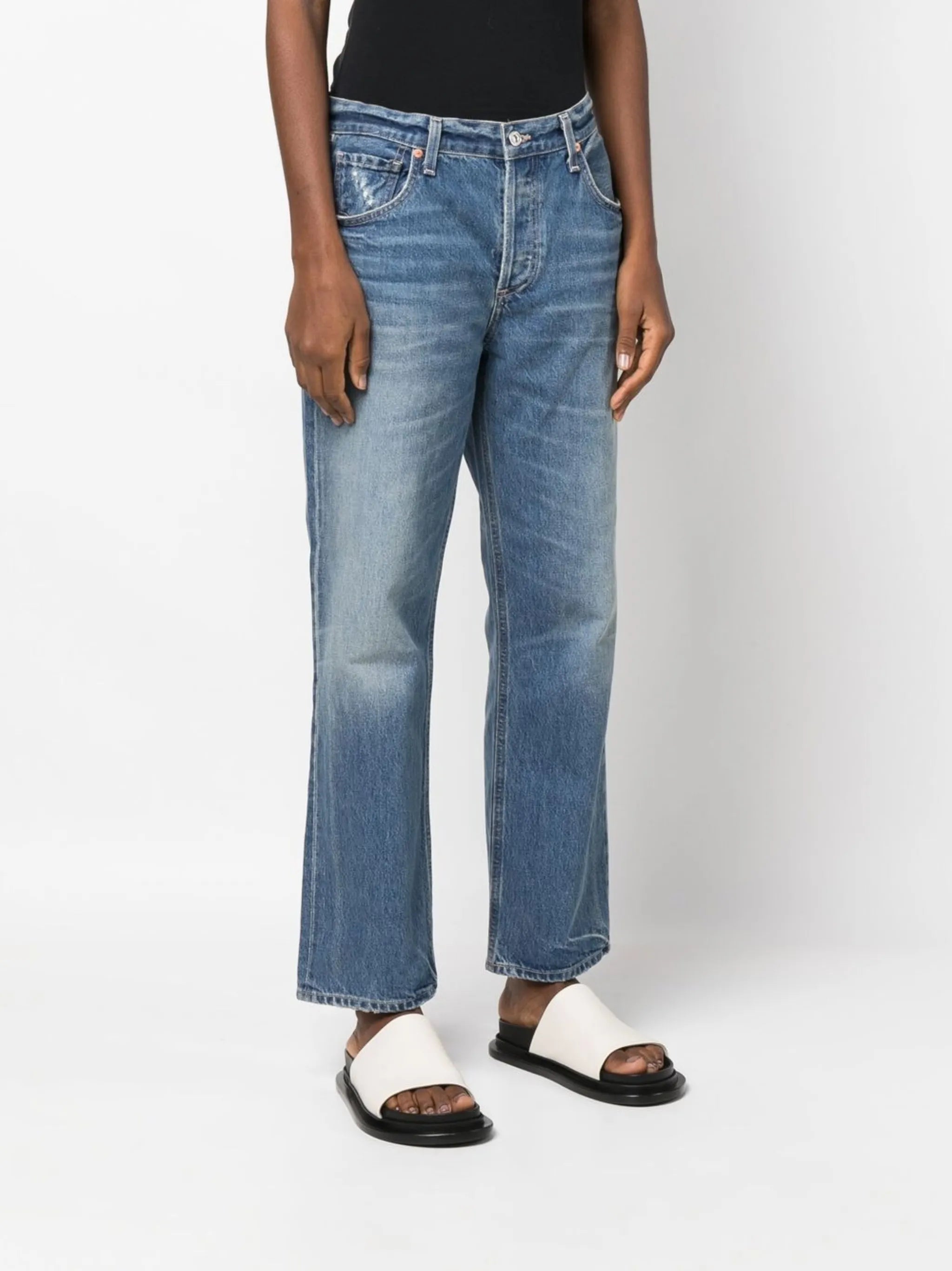 high-rise straight-leg jeans