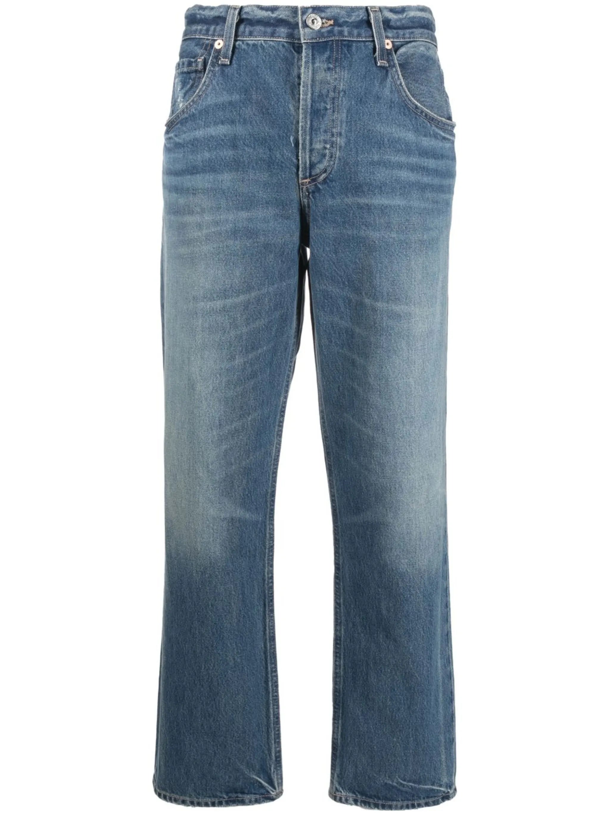 high-rise straight-leg jeans