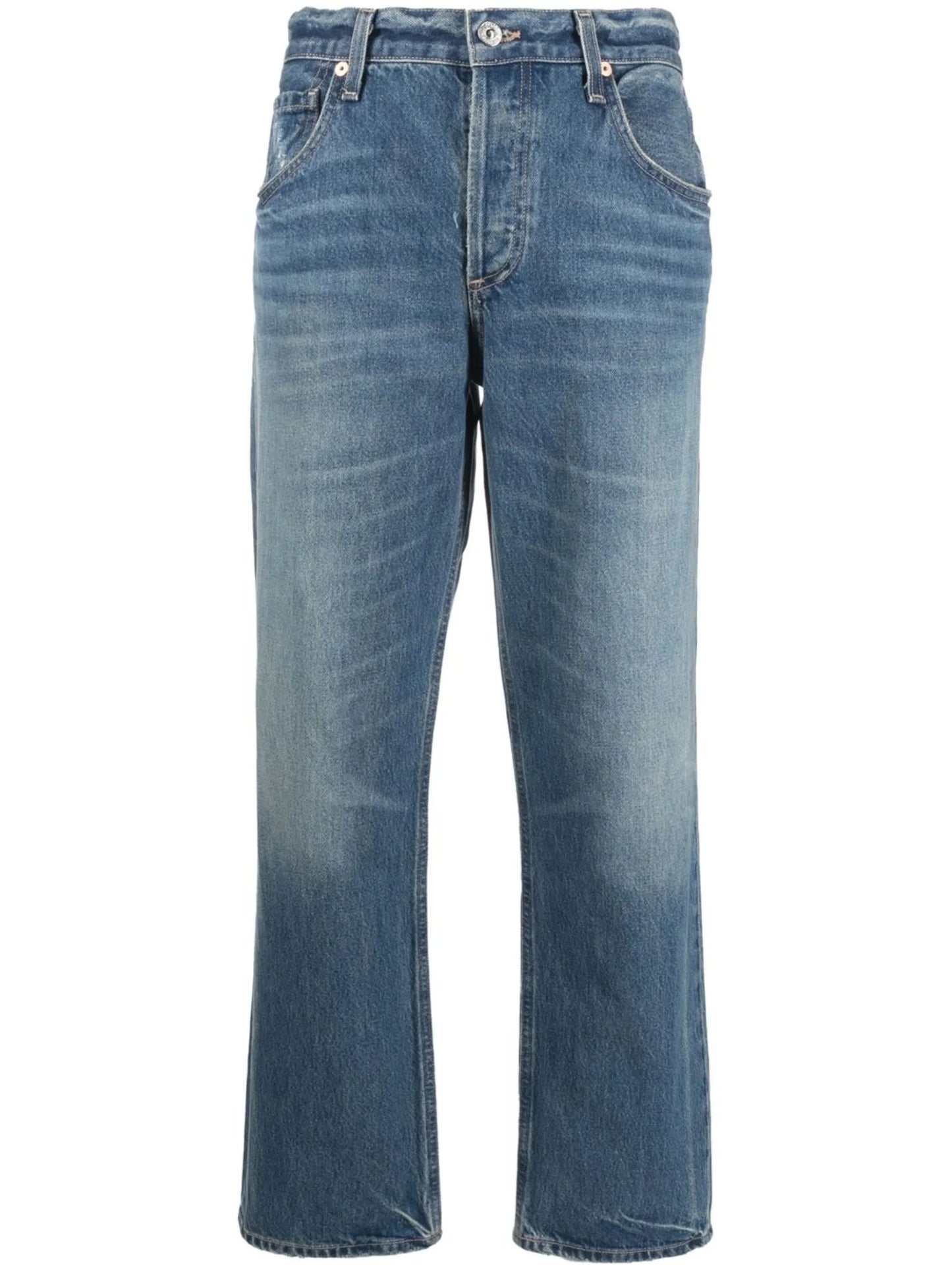 high-rise straight-leg jeans