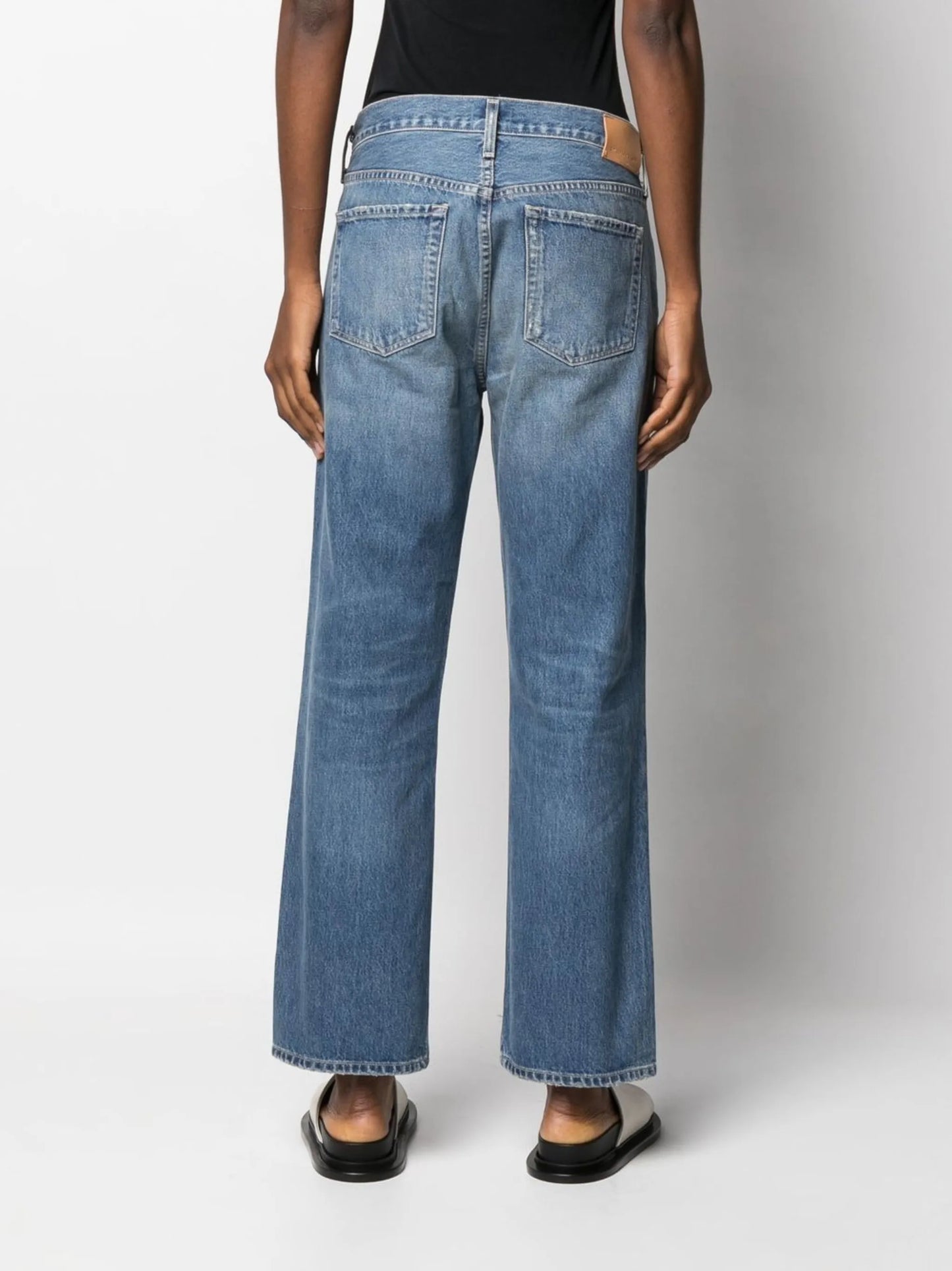 high-rise straight-leg jeans