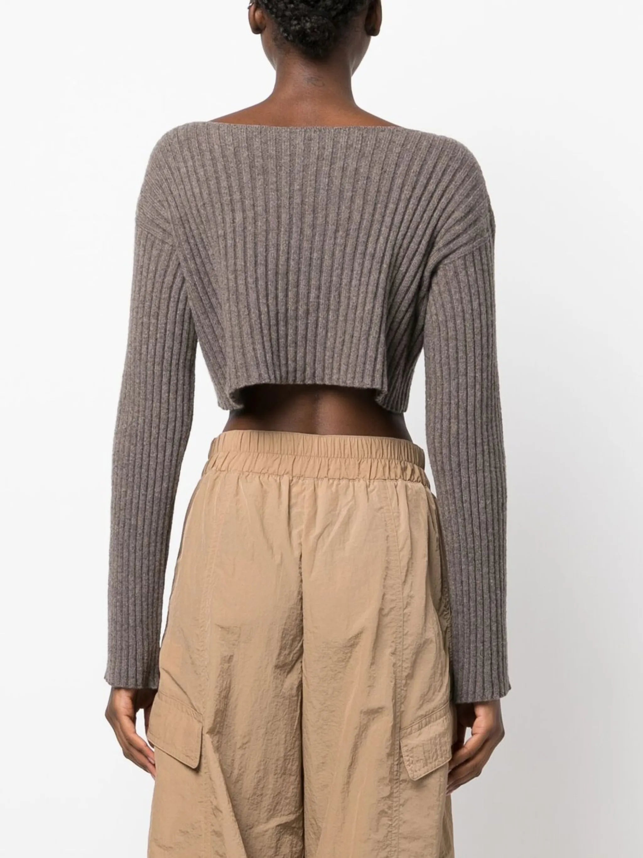 cropped ribbed jumper