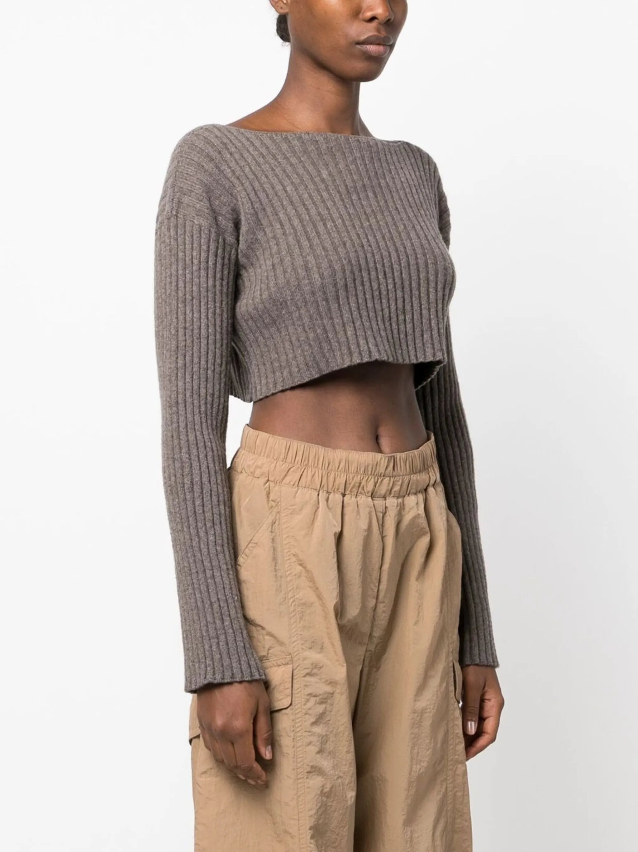 cropped ribbed jumper