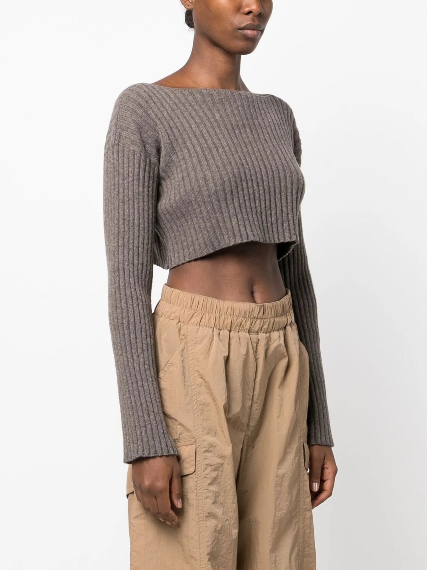 cropped ribbed jumper