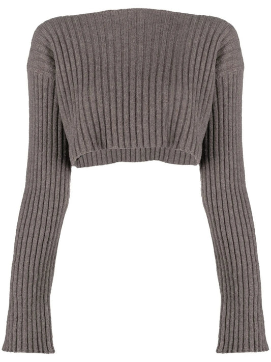 cropped ribbed jumper