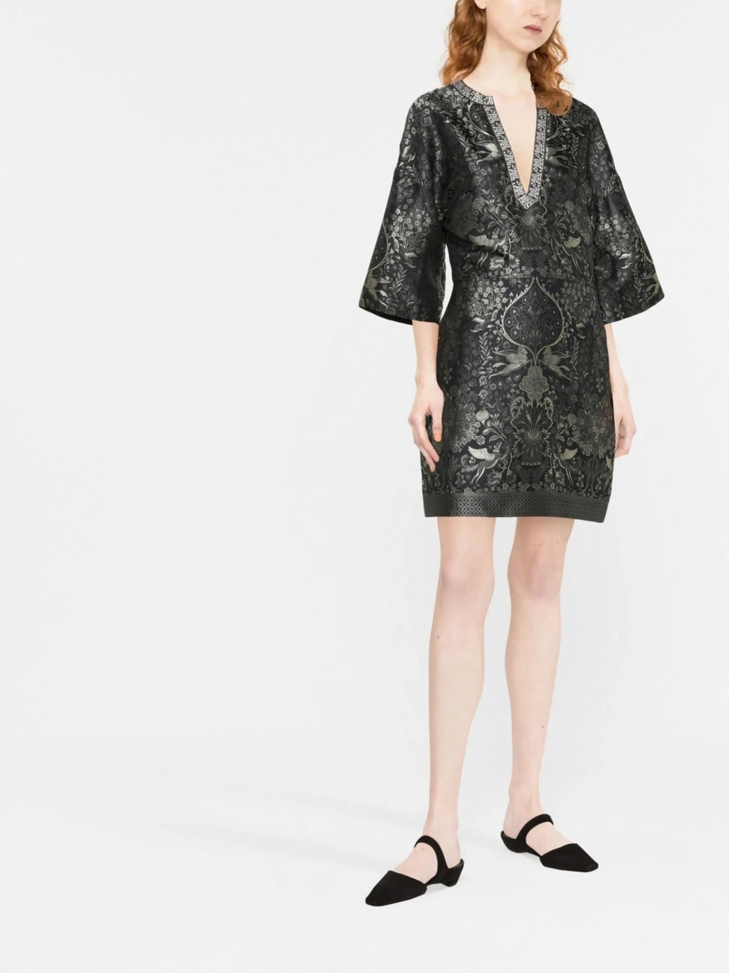 patterned jacquard shift dress