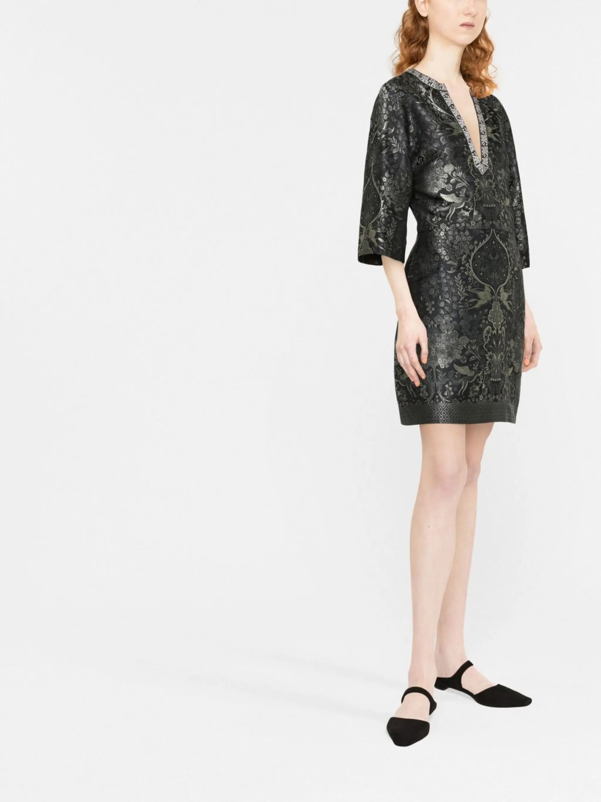 patterned jacquard shift dress