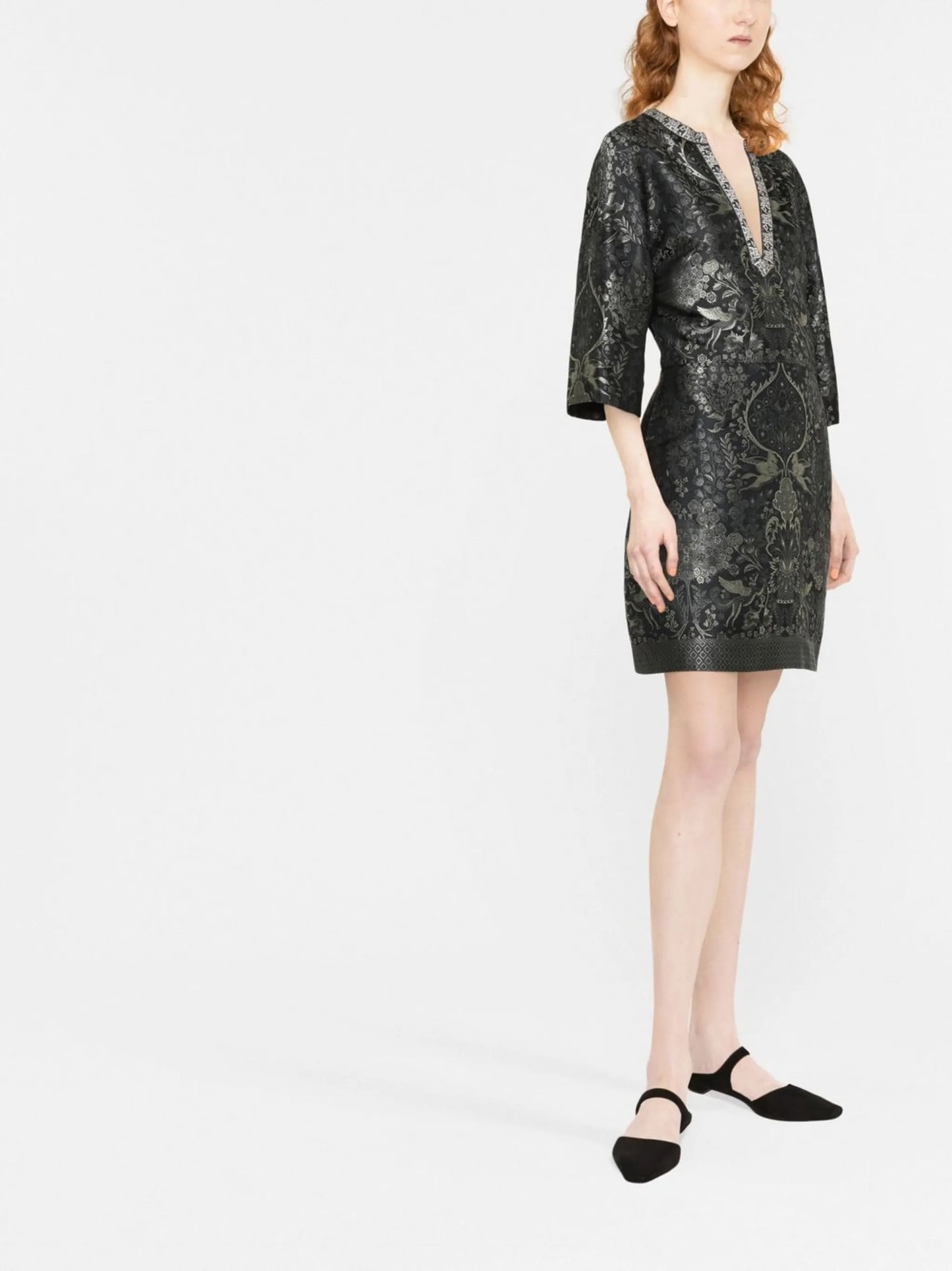 patterned jacquard shift dress
