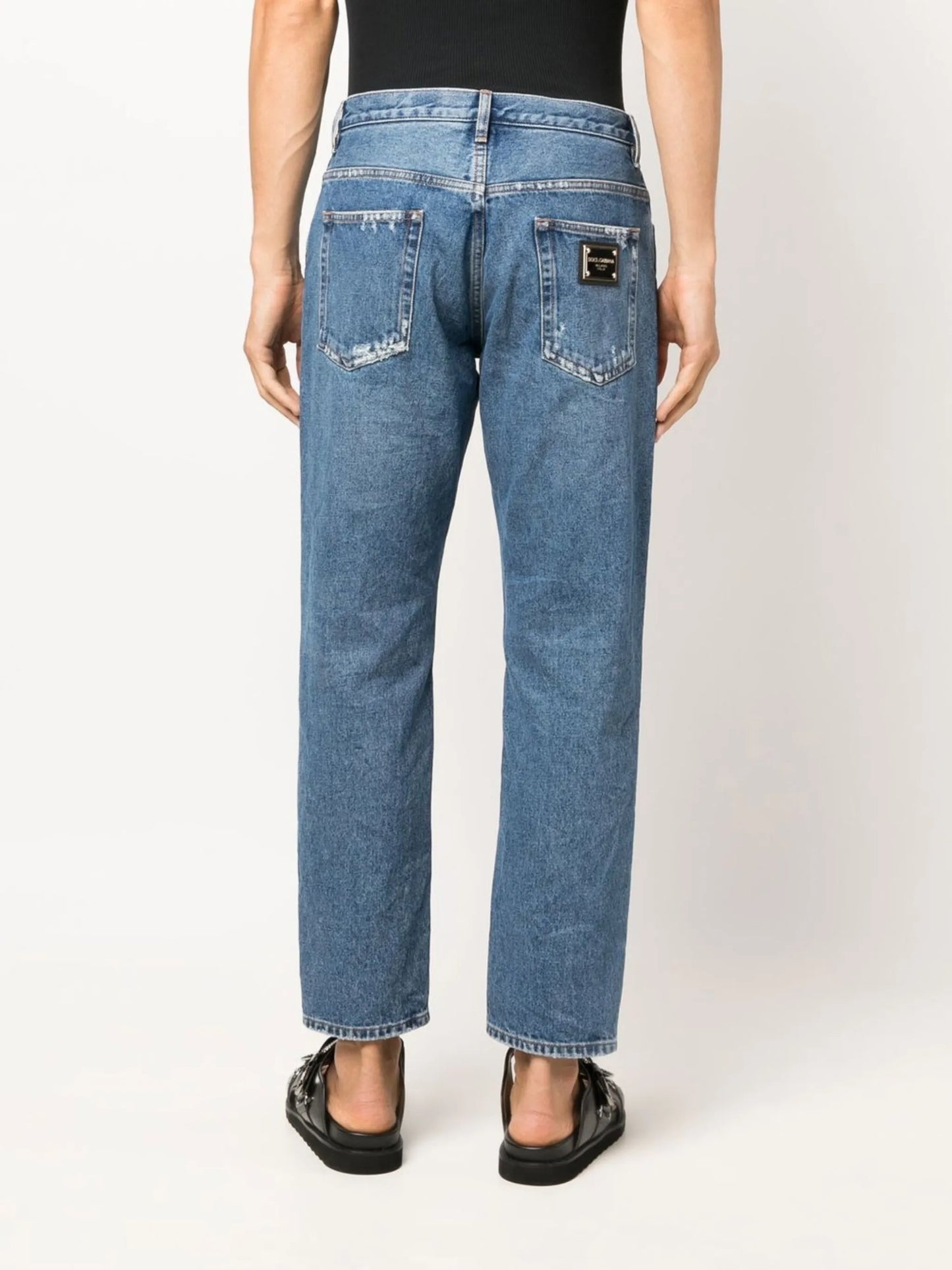 distressed cropped jeans