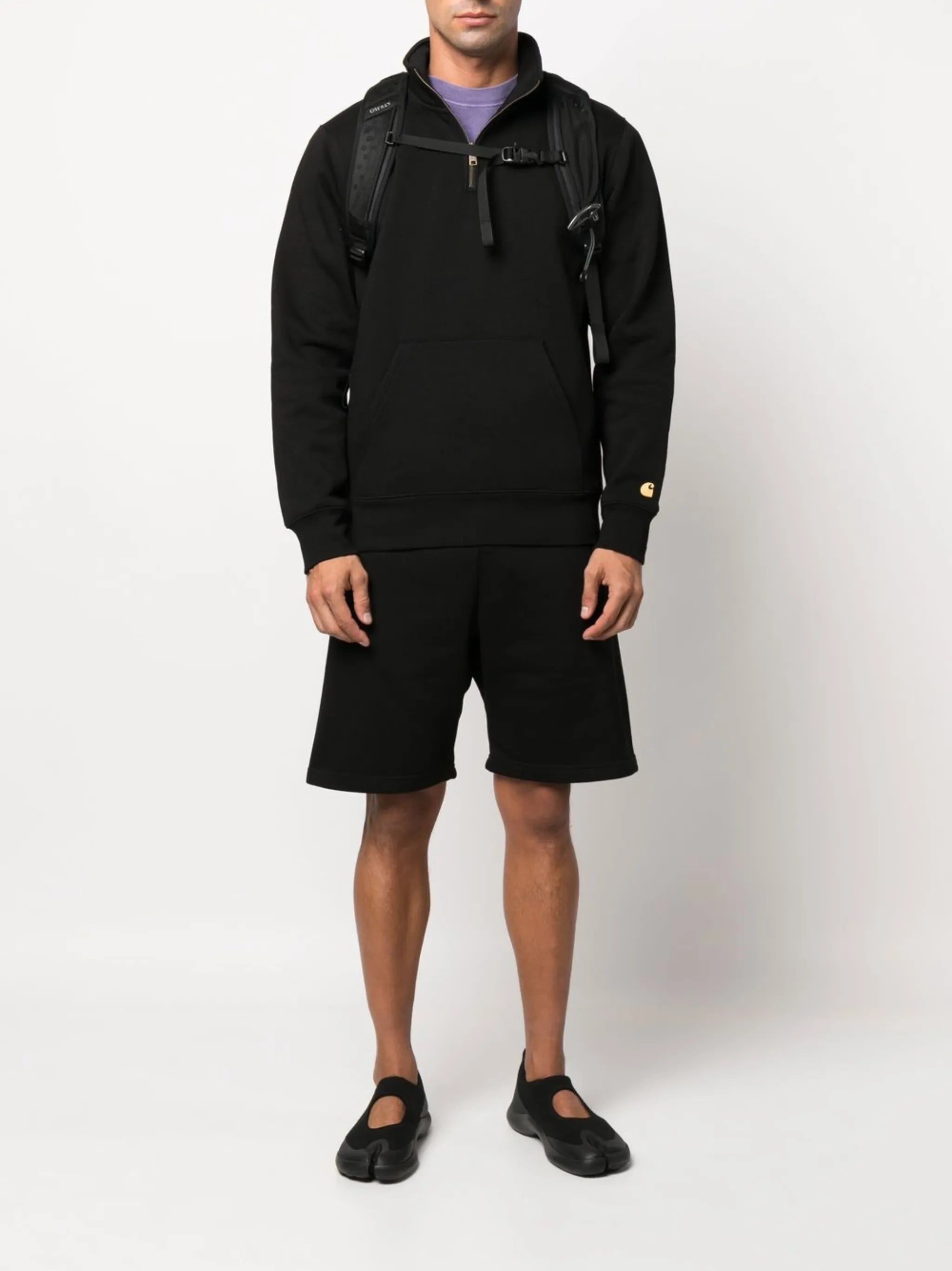 embroidered-logo track shorts