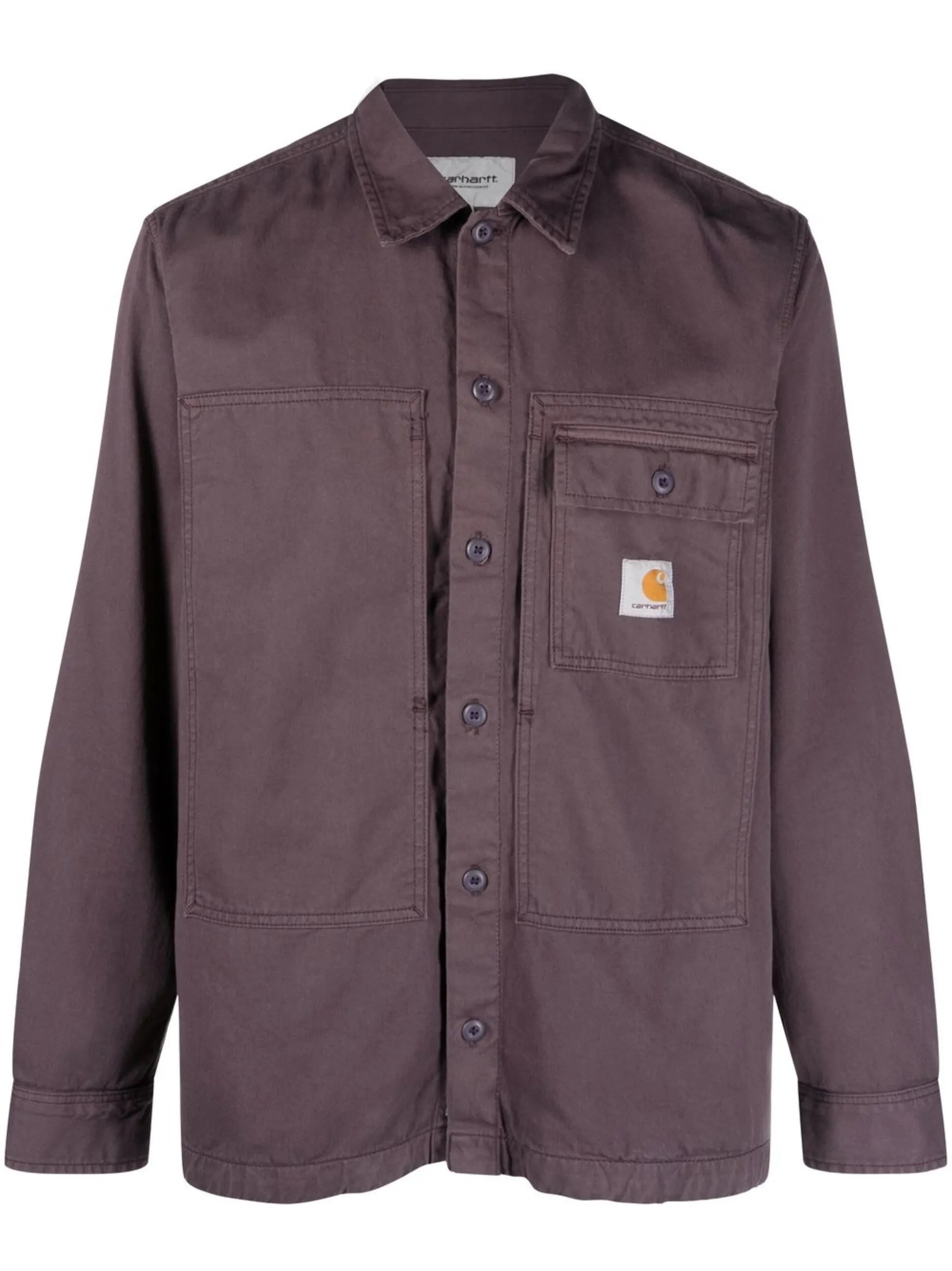 logo-patch button-up shirt