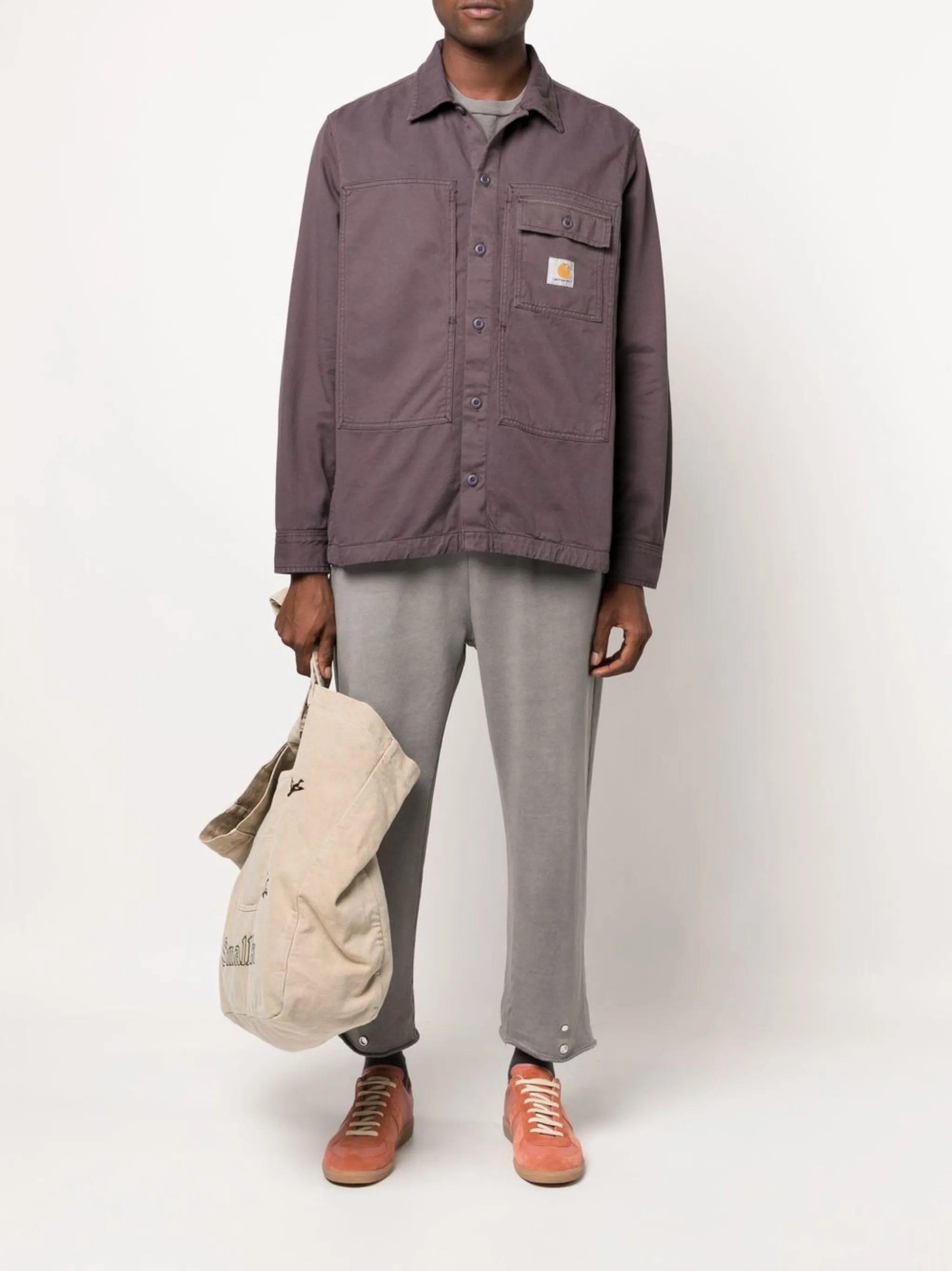 logo-patch button-up shirt
