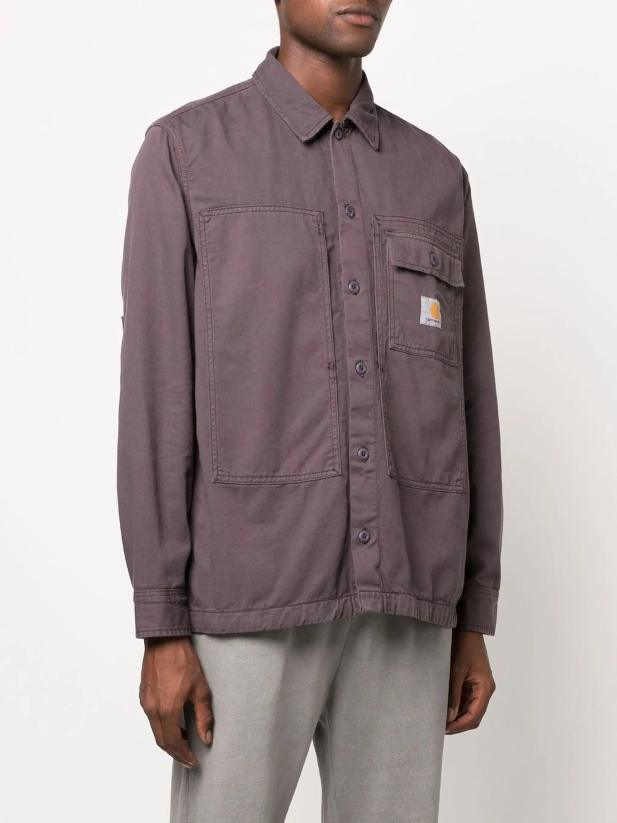 logo-patch button-up shirt