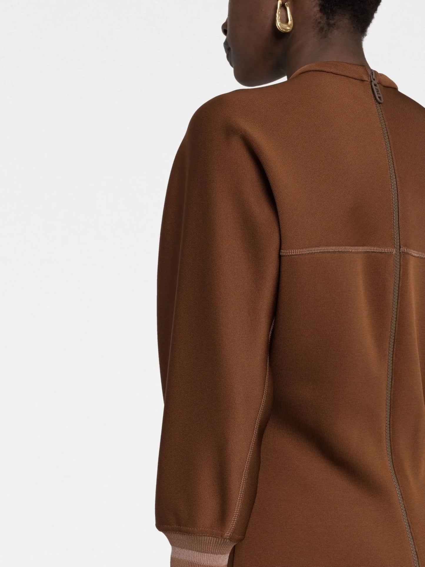 seam-detail belted jersey midi dress