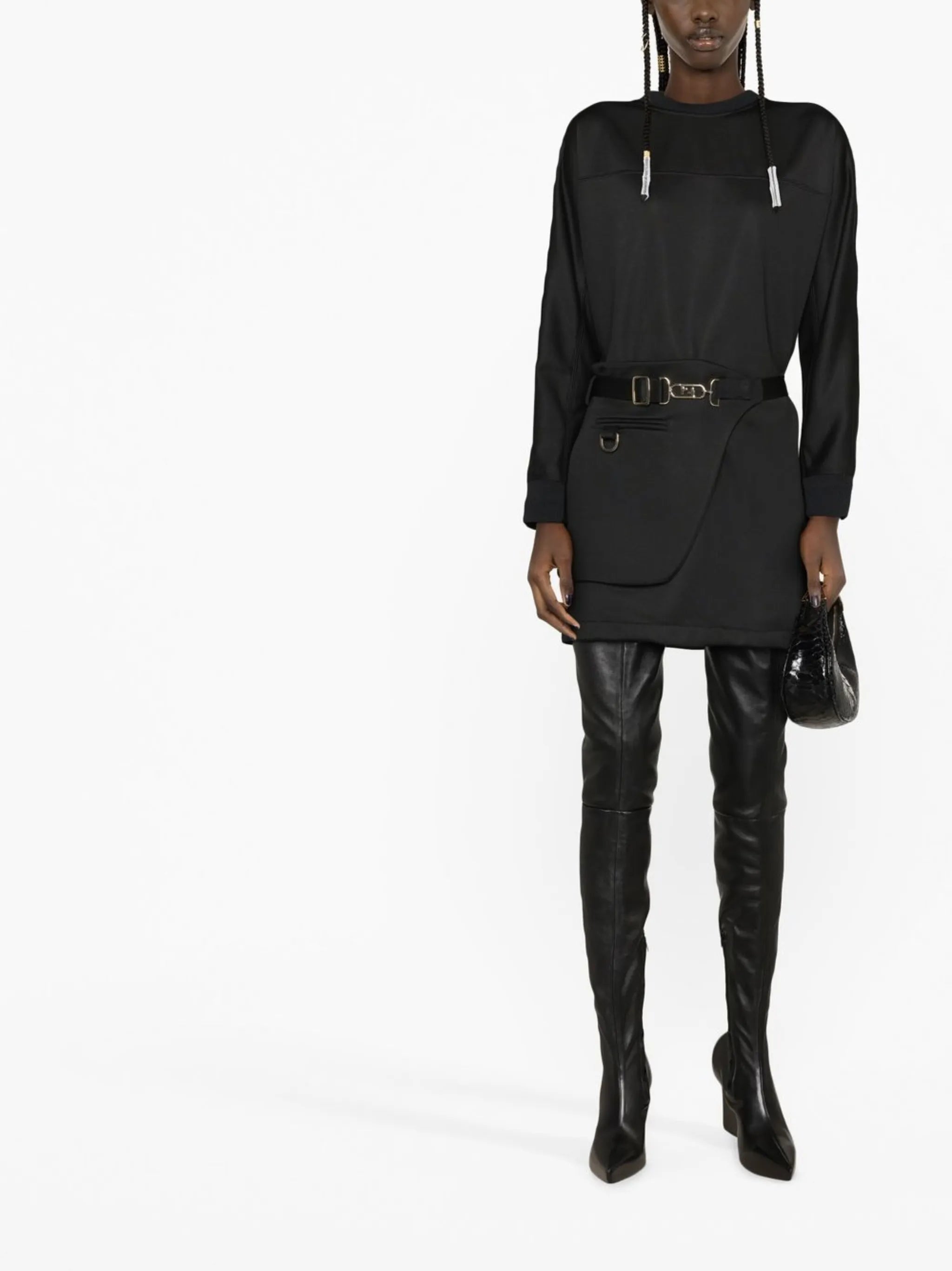 belted sweatshirt dress