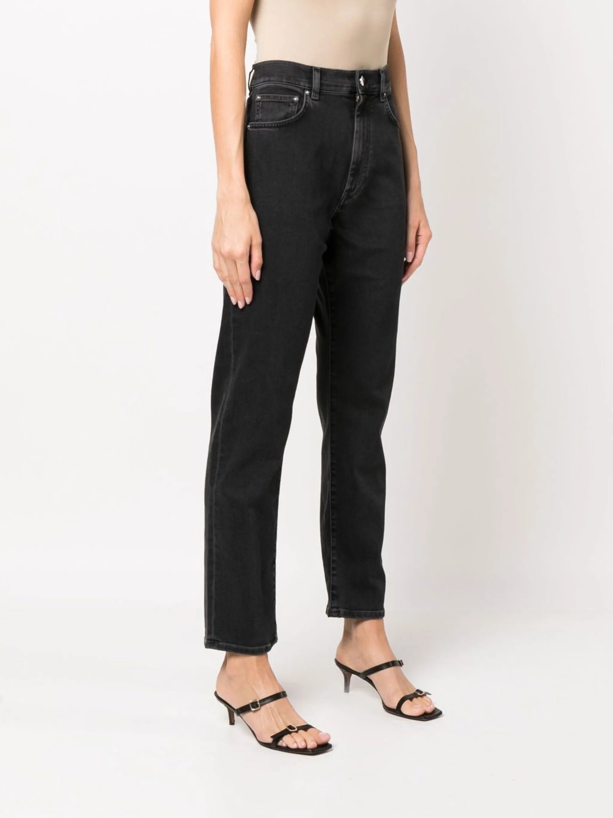 high-rise straight-leg jeans