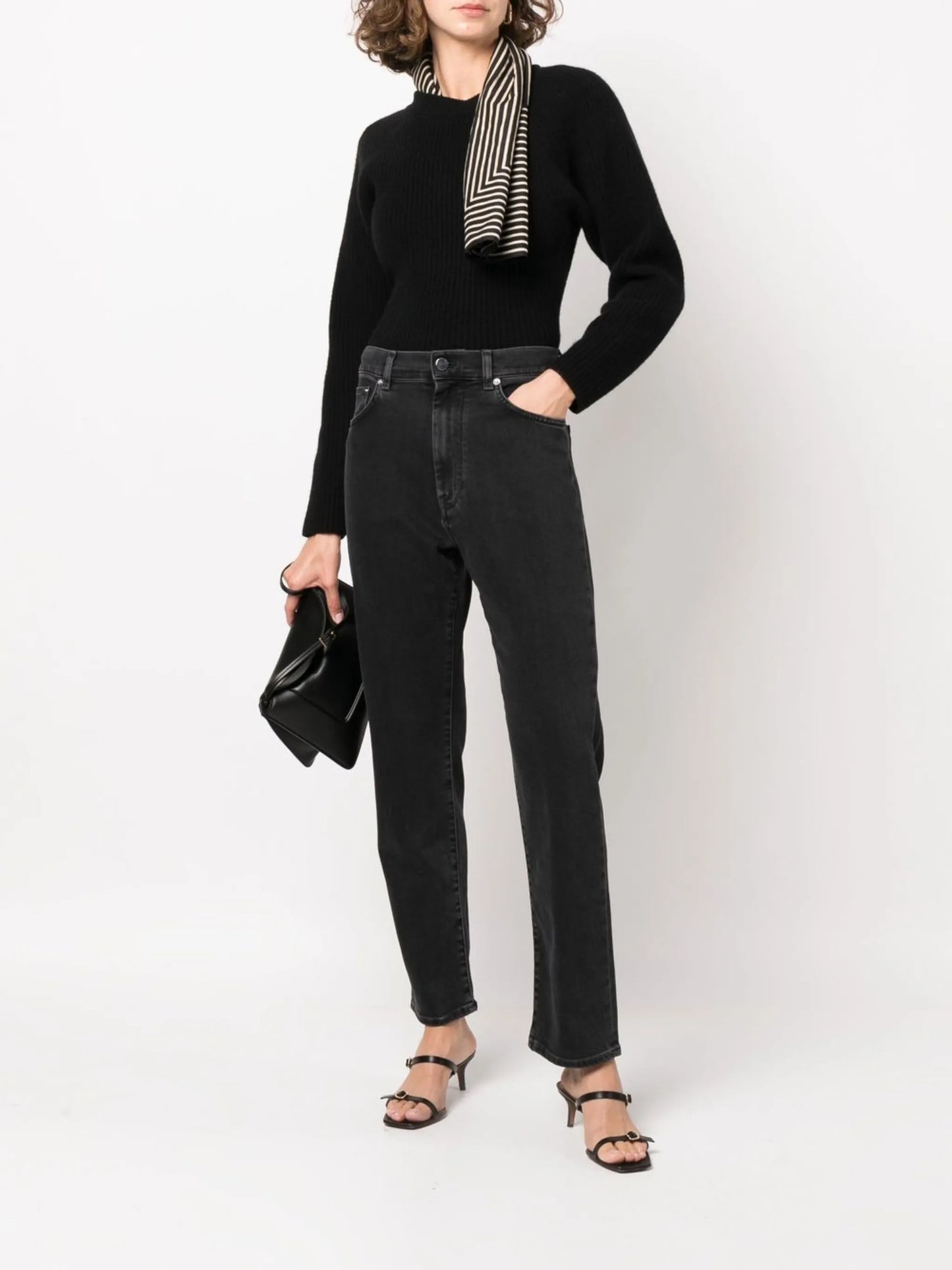 high-rise straight-leg jeans