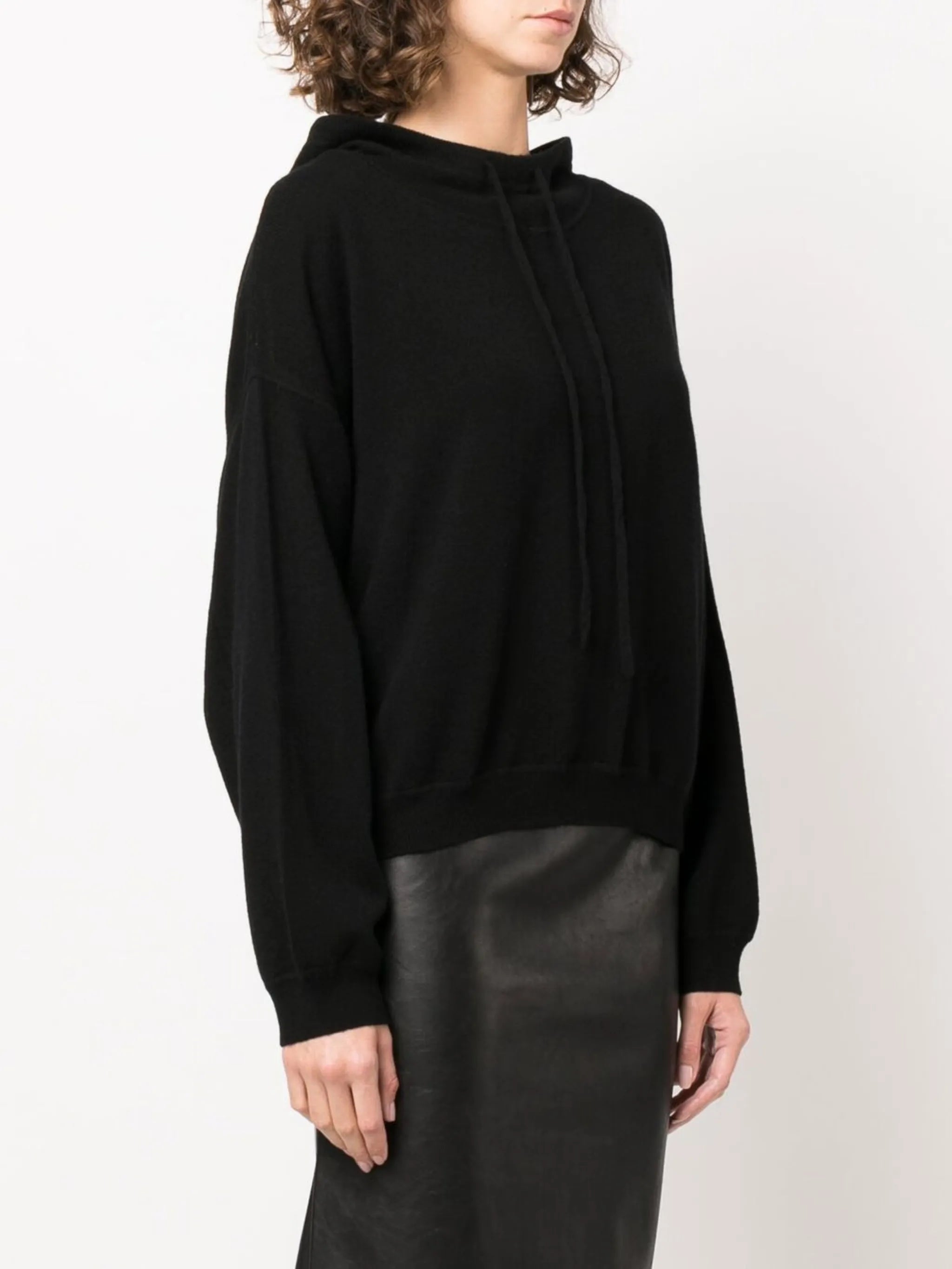 knitted drawstring hoodie