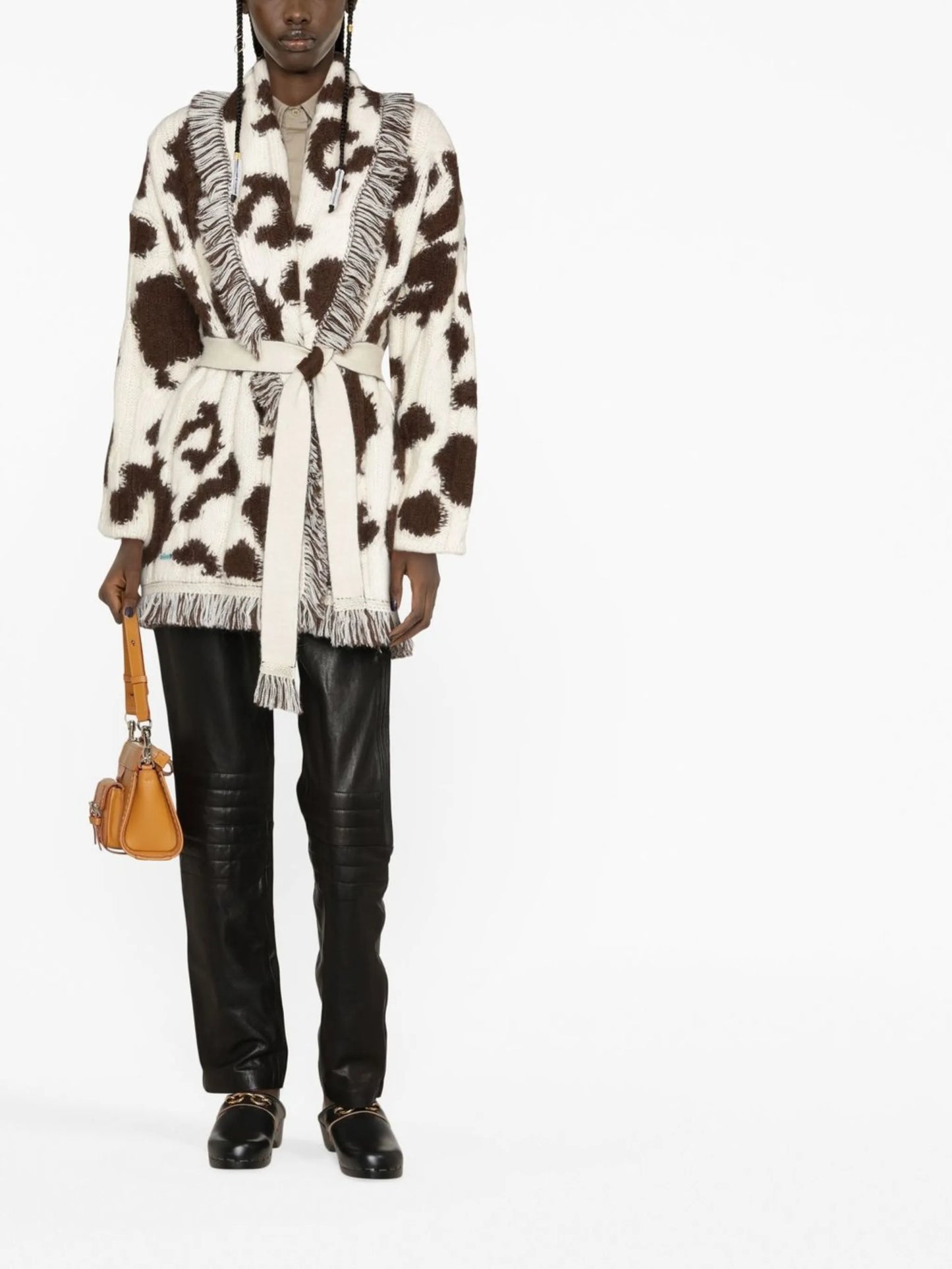animal-pattern cardi-coat