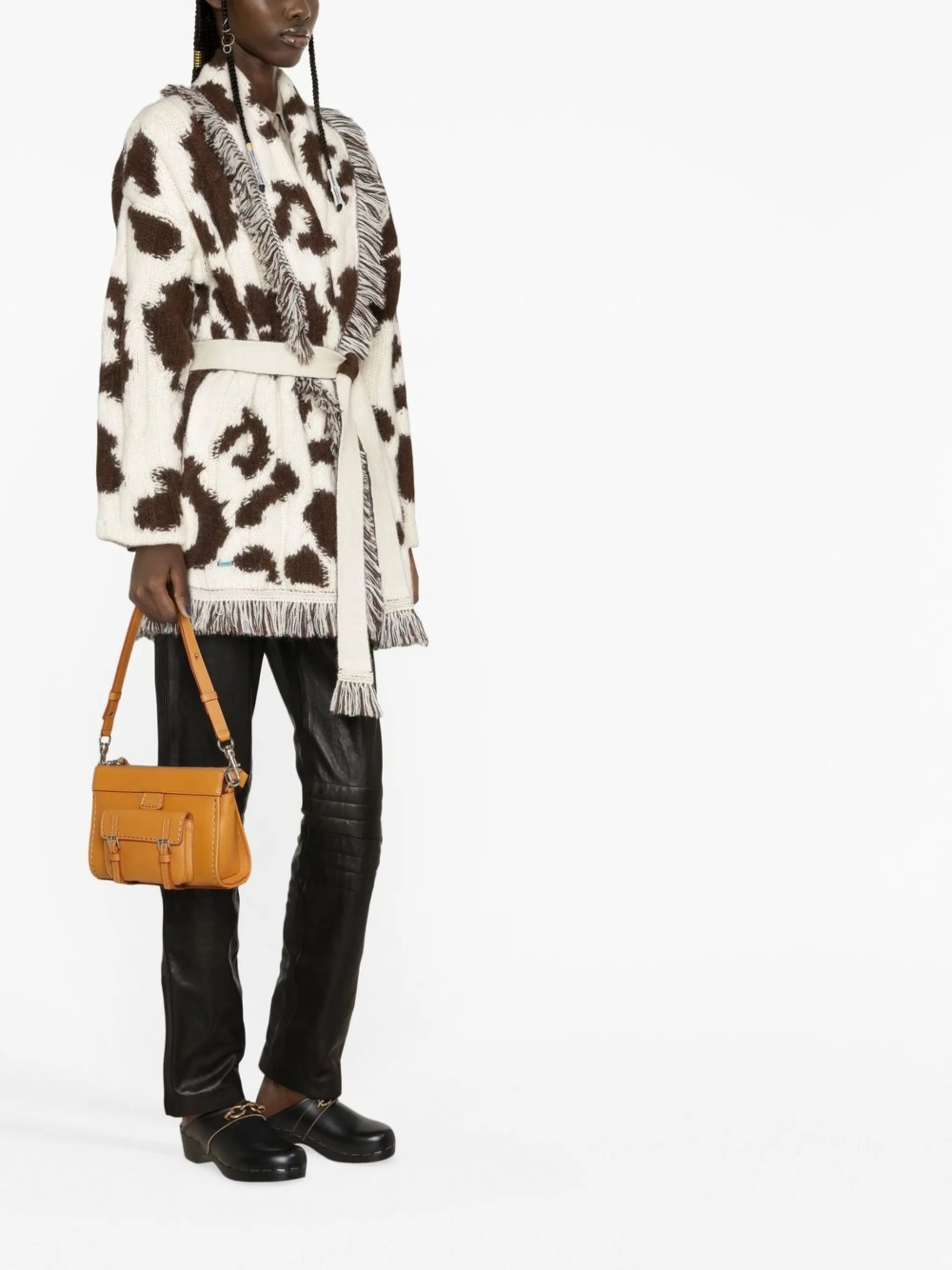 animal-pattern cardi-coat