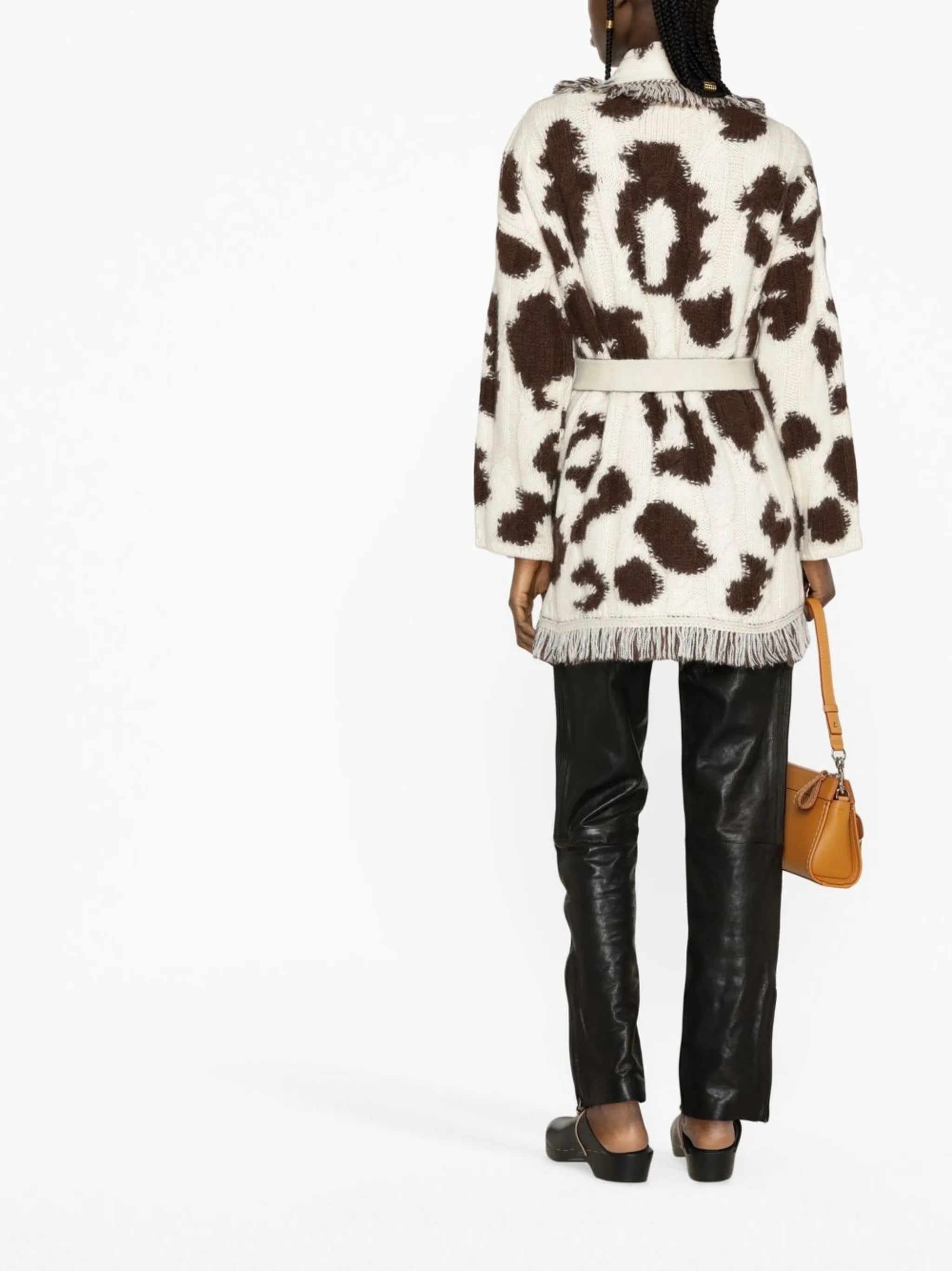 animal-pattern cardi-coat