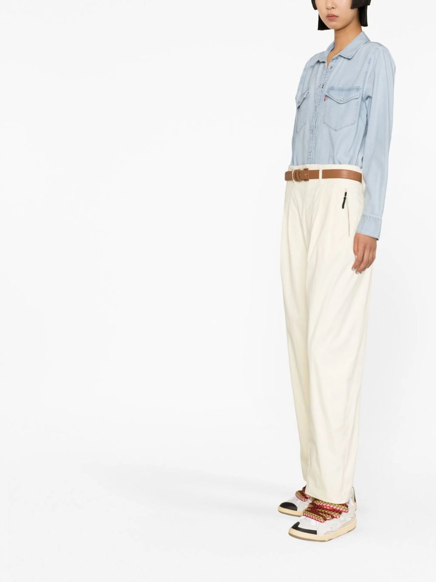long-sleeved denim shirt
