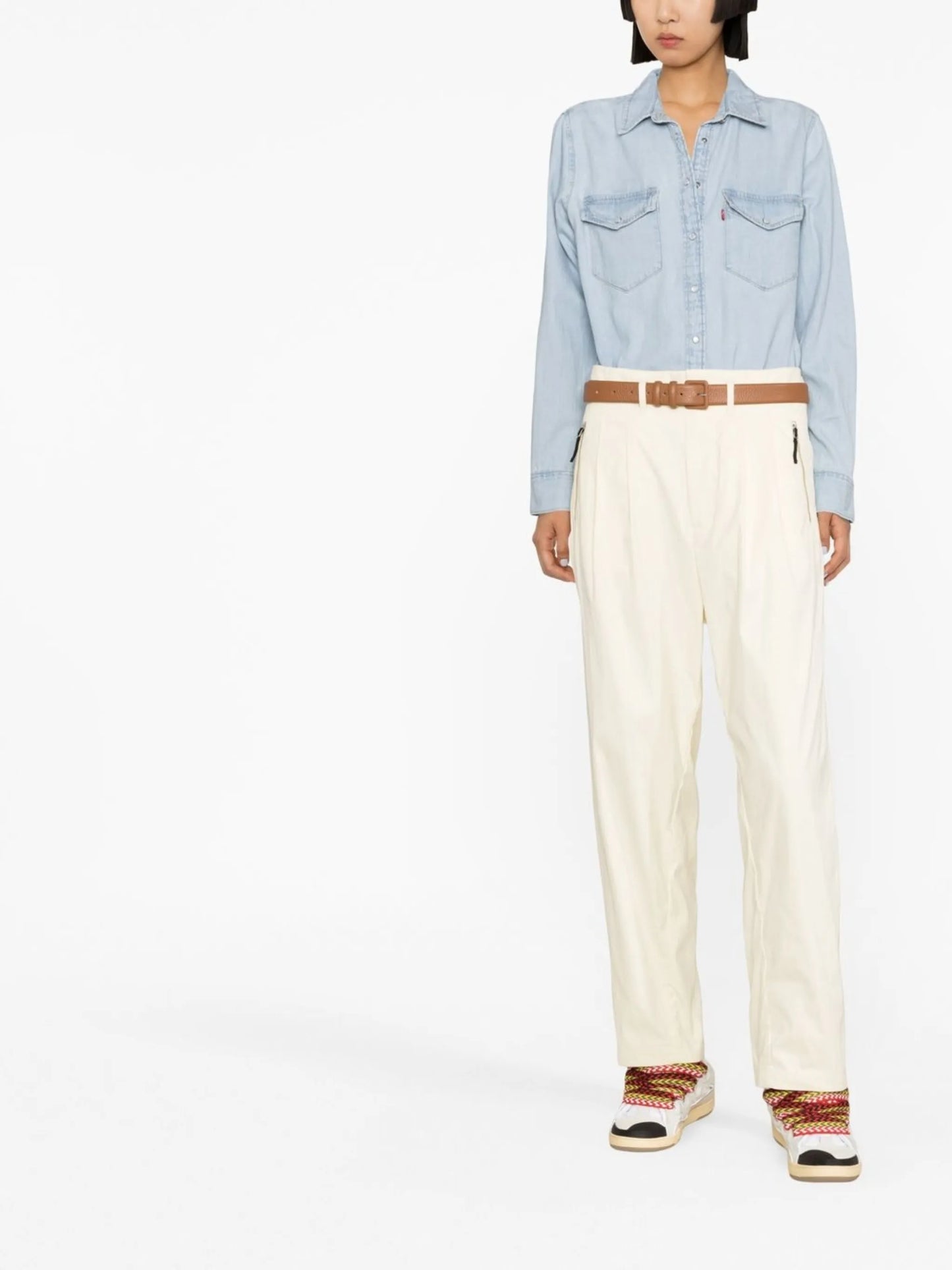 long-sleeved denim shirt