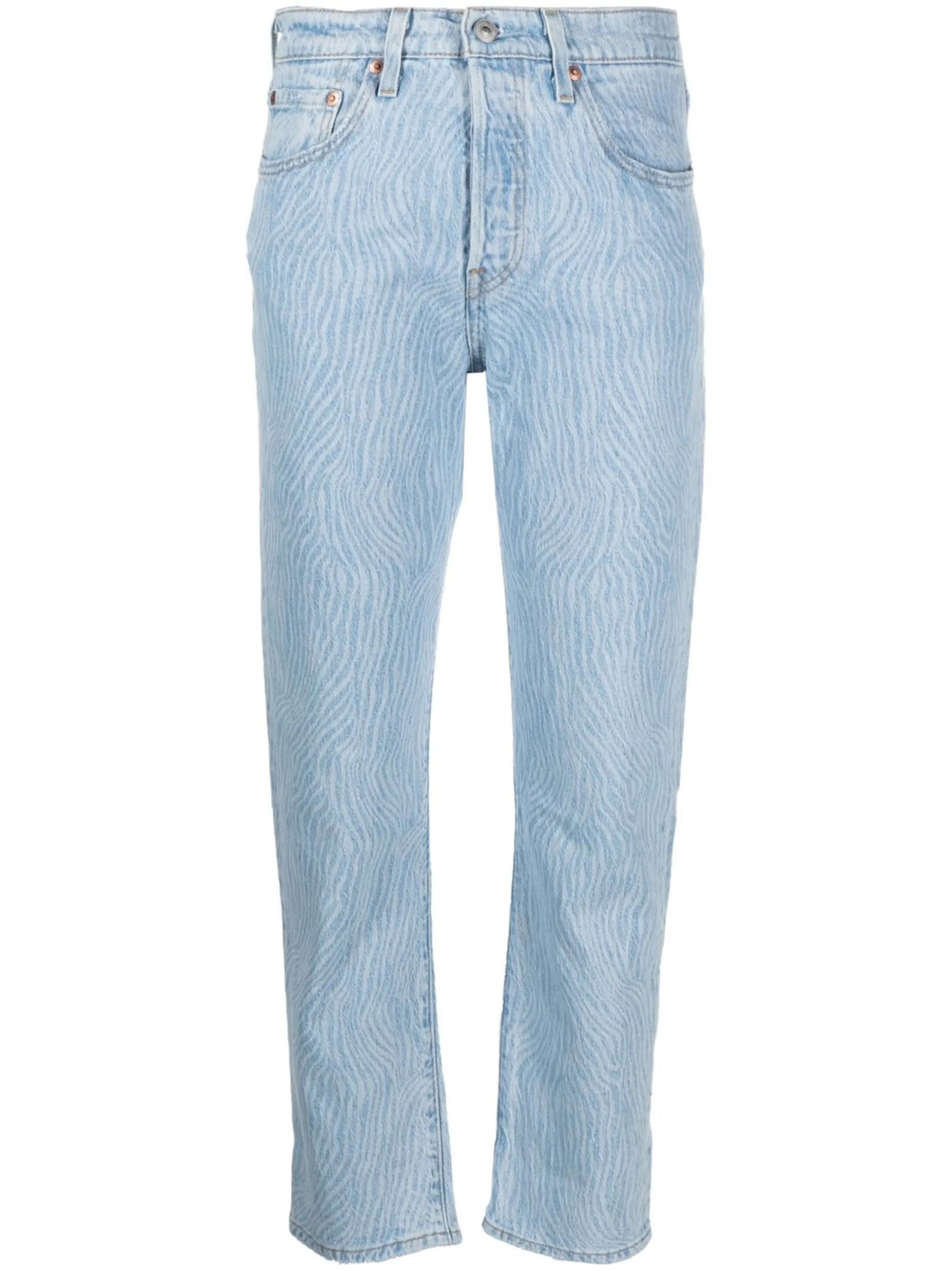 501 patterned crop straight jeans