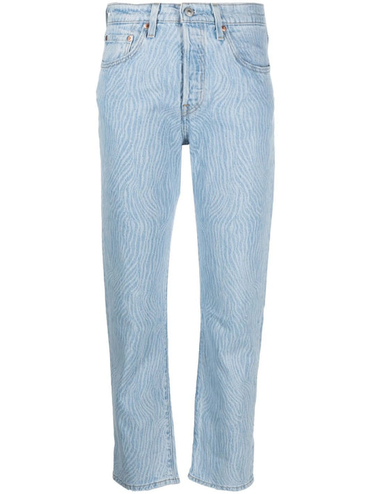 501 patterned crop straight jeans