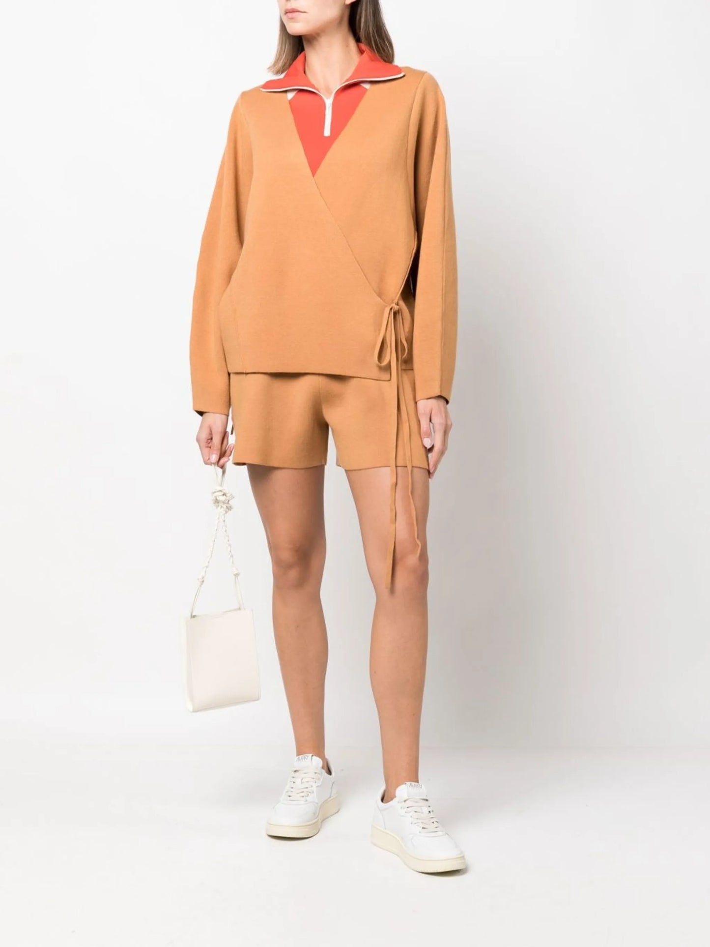 high-waist knit shorts