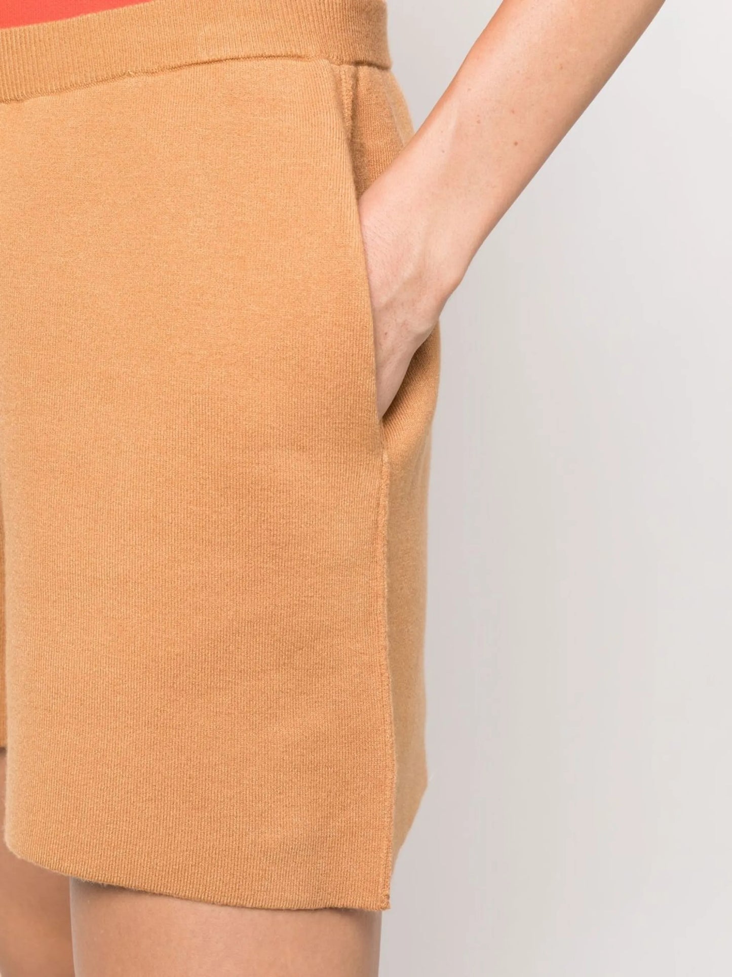 high-waist knit shorts