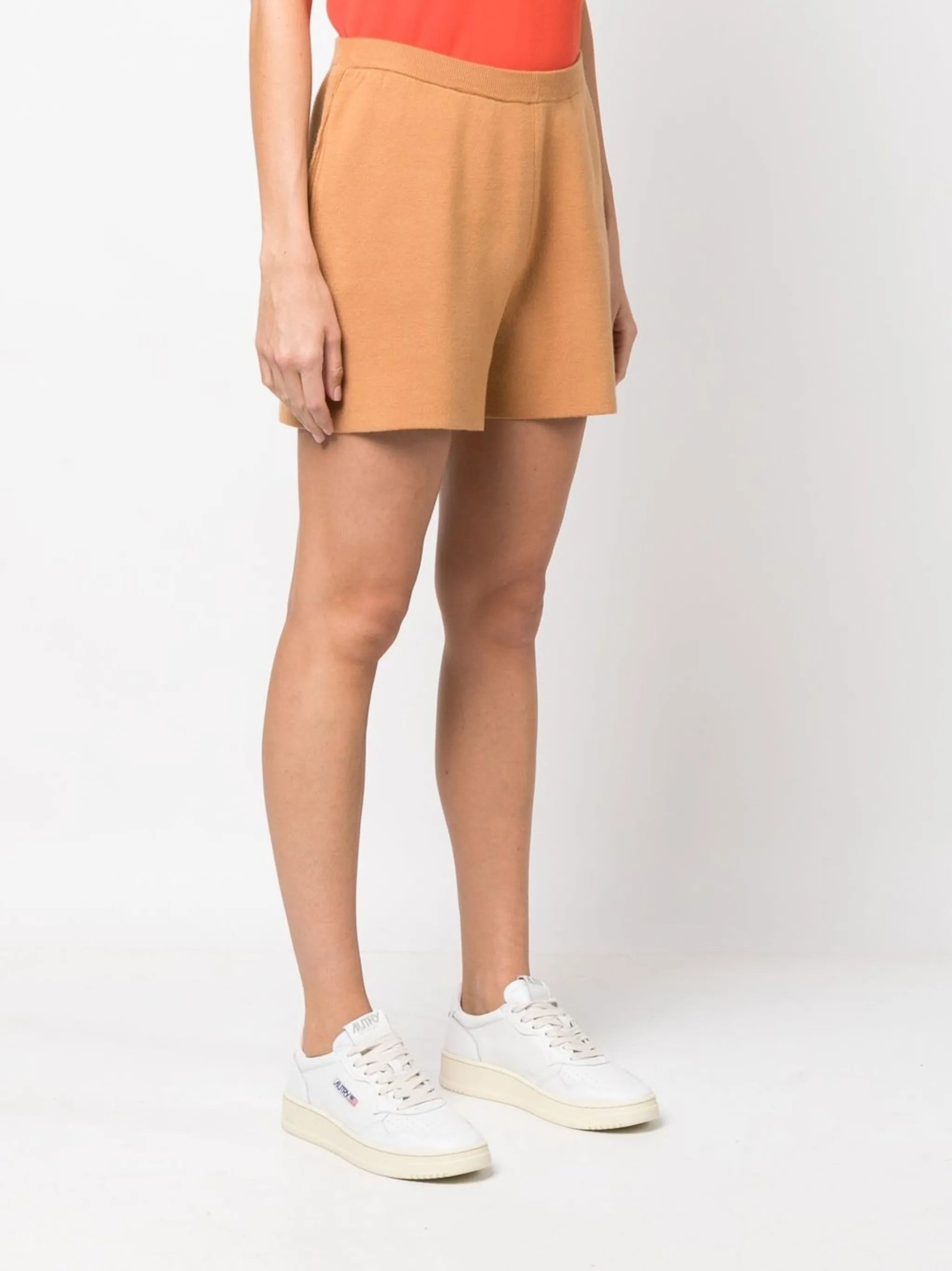 high-waist knit shorts