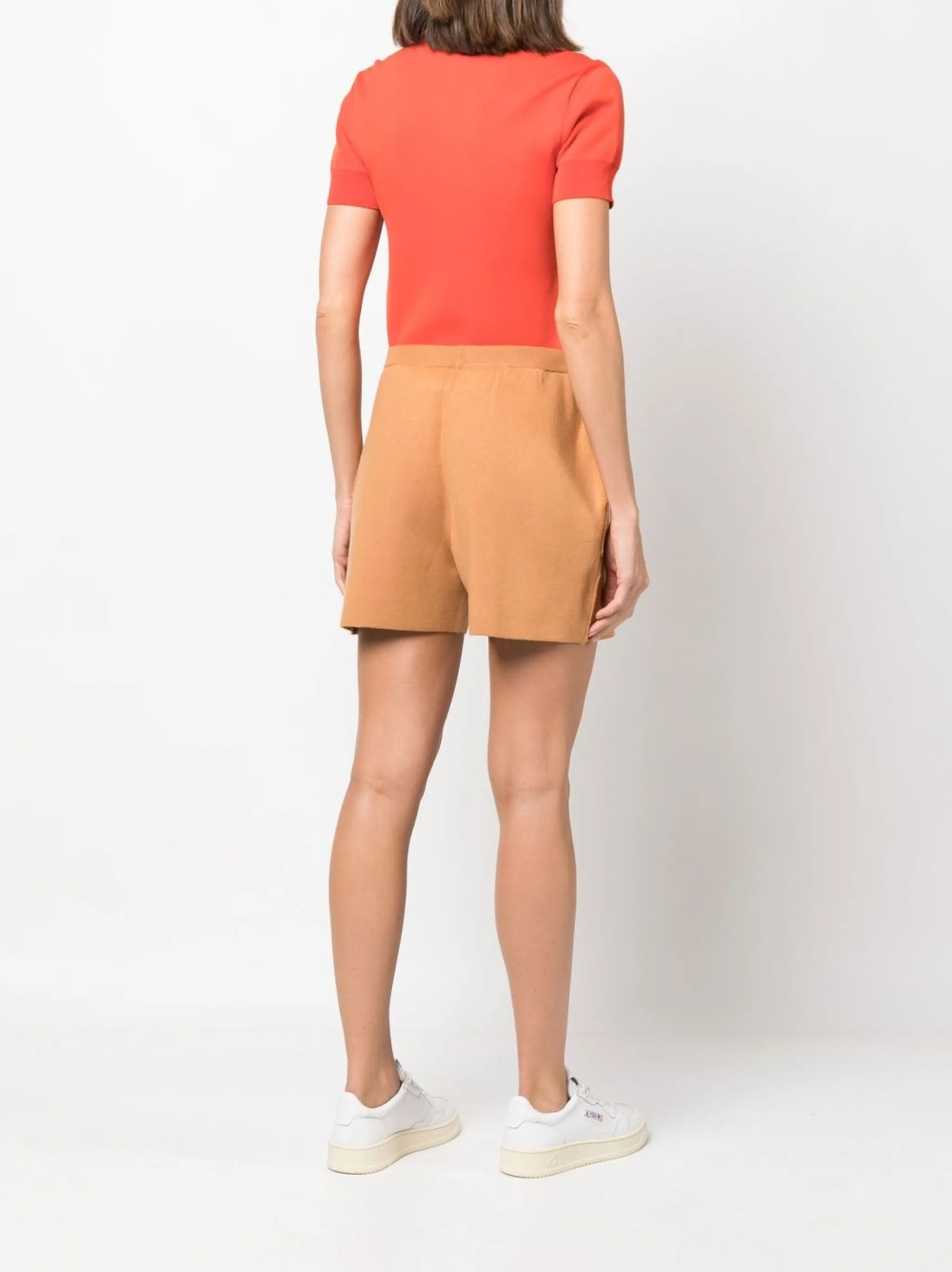high-waist knit shorts