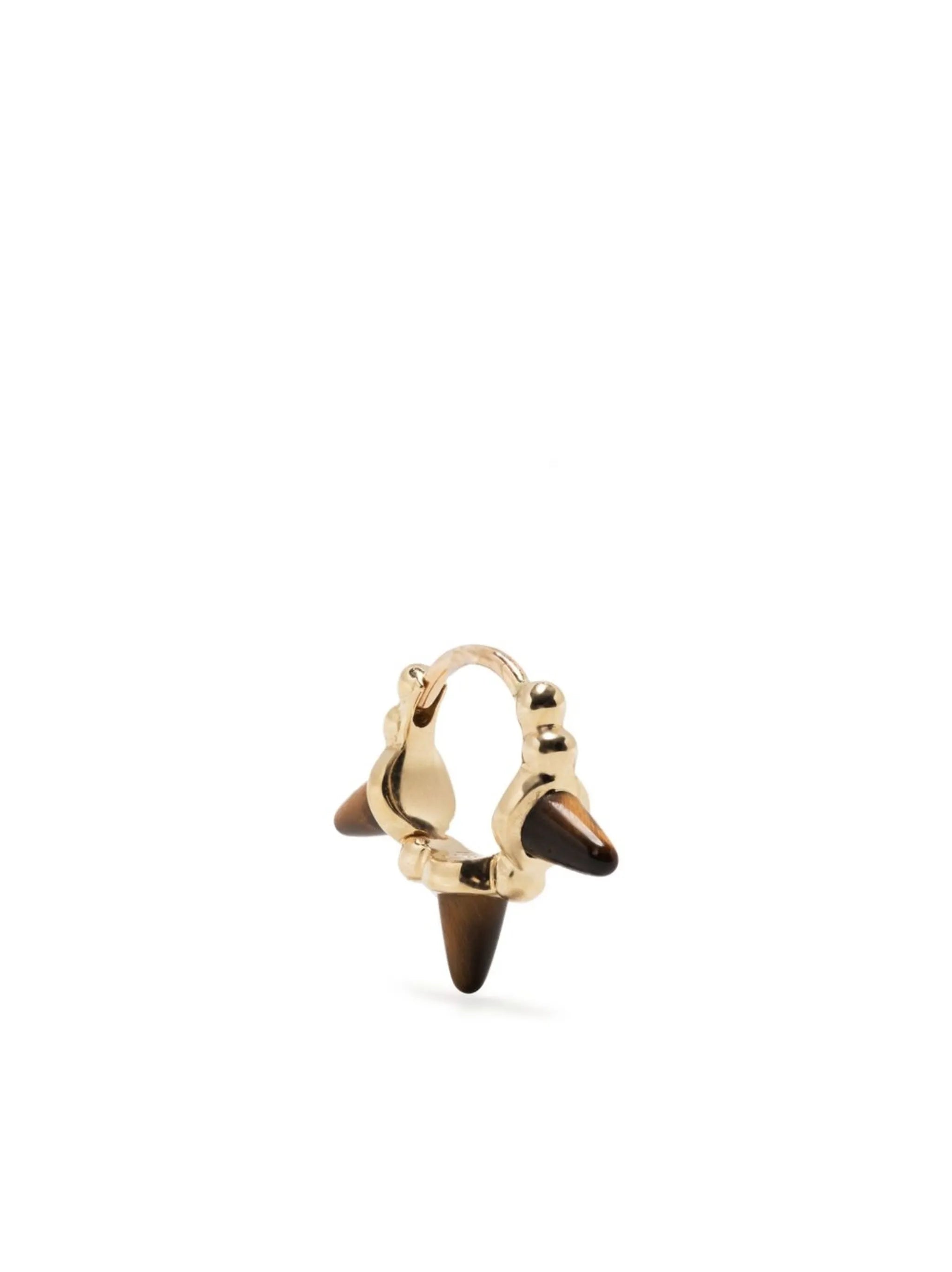 18kt yellow gold Spike tiger-eye hoop earring