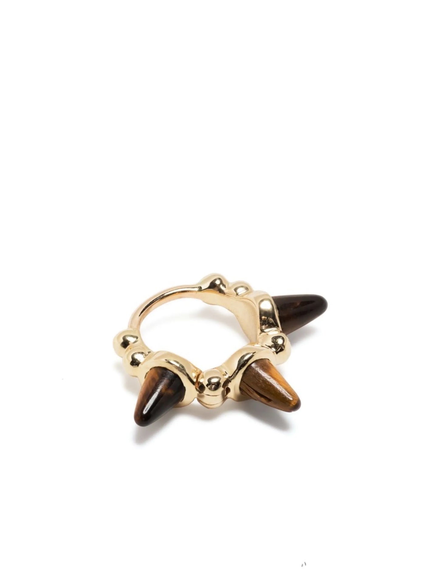 18kt yellow gold Spike tiger-eye hoop earring